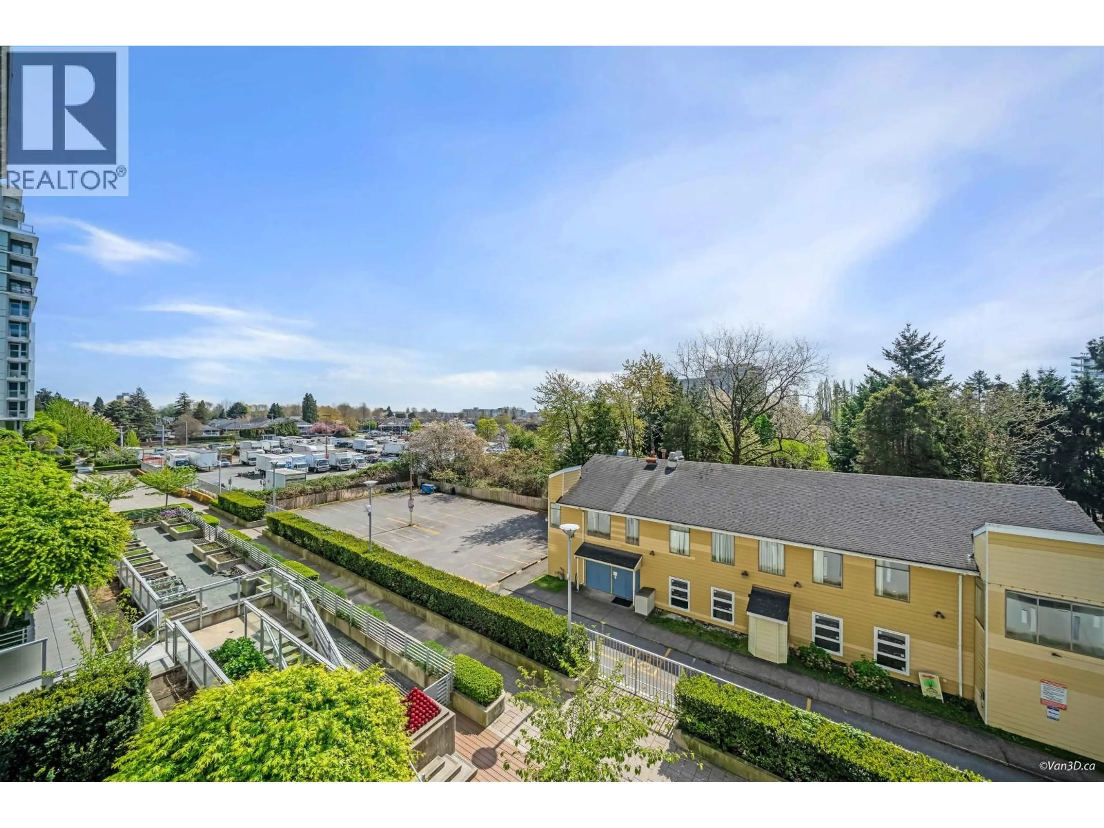A pic from outside/outdoor area/front of a property/back of a property/a pic from drone, city buildings view from balcony for 618 - 8800 HAZELBRIDGE WAY, Richmond British Columbia V6X0S3