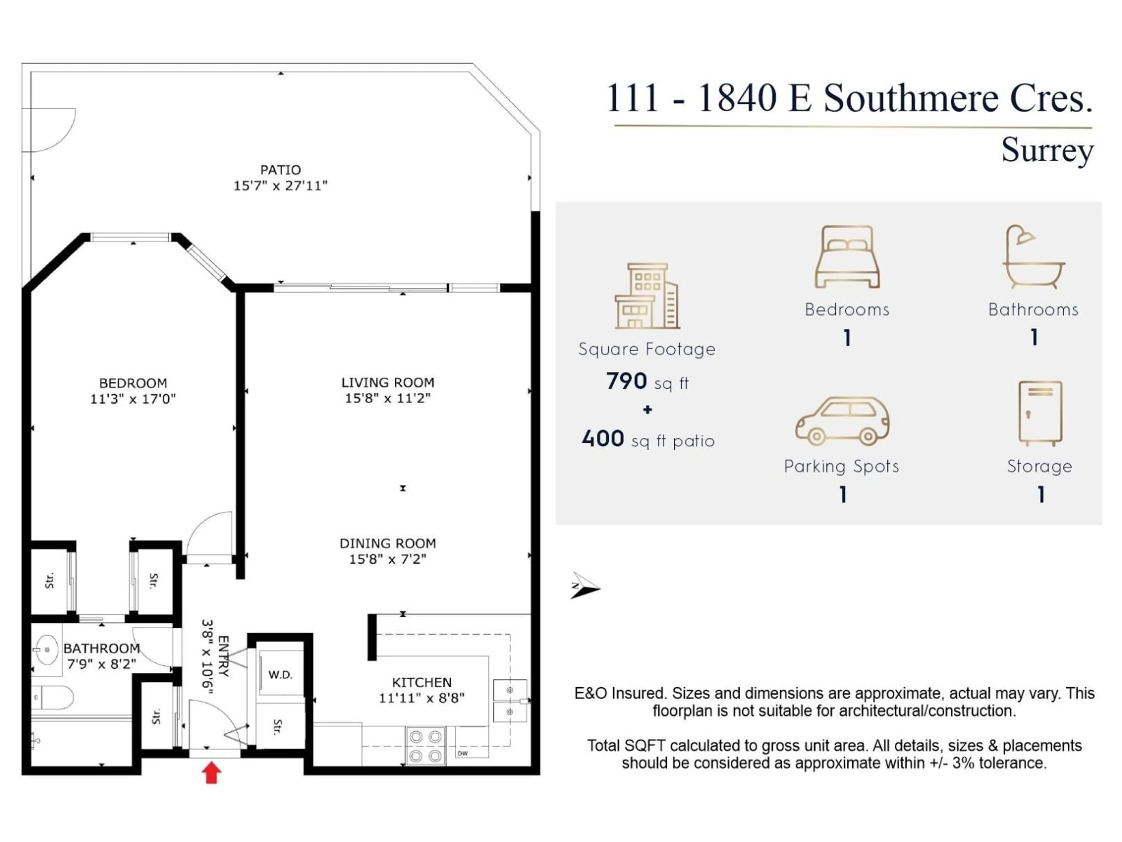 Floor plan for 111 - 1840 SOUTHMERE CRESCENT EAST, Surrey British Columbia V4A9C5