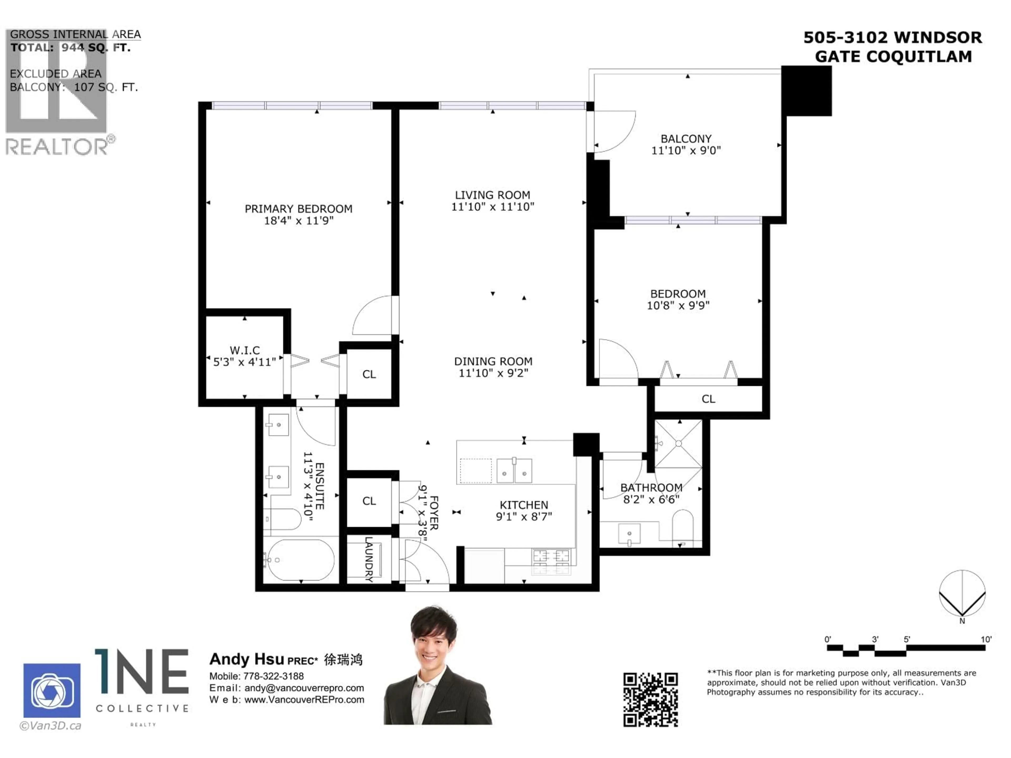 Floor plan for 505 - 3102 WINDSOR GATE, Coquitlam British Columbia V3B0J3