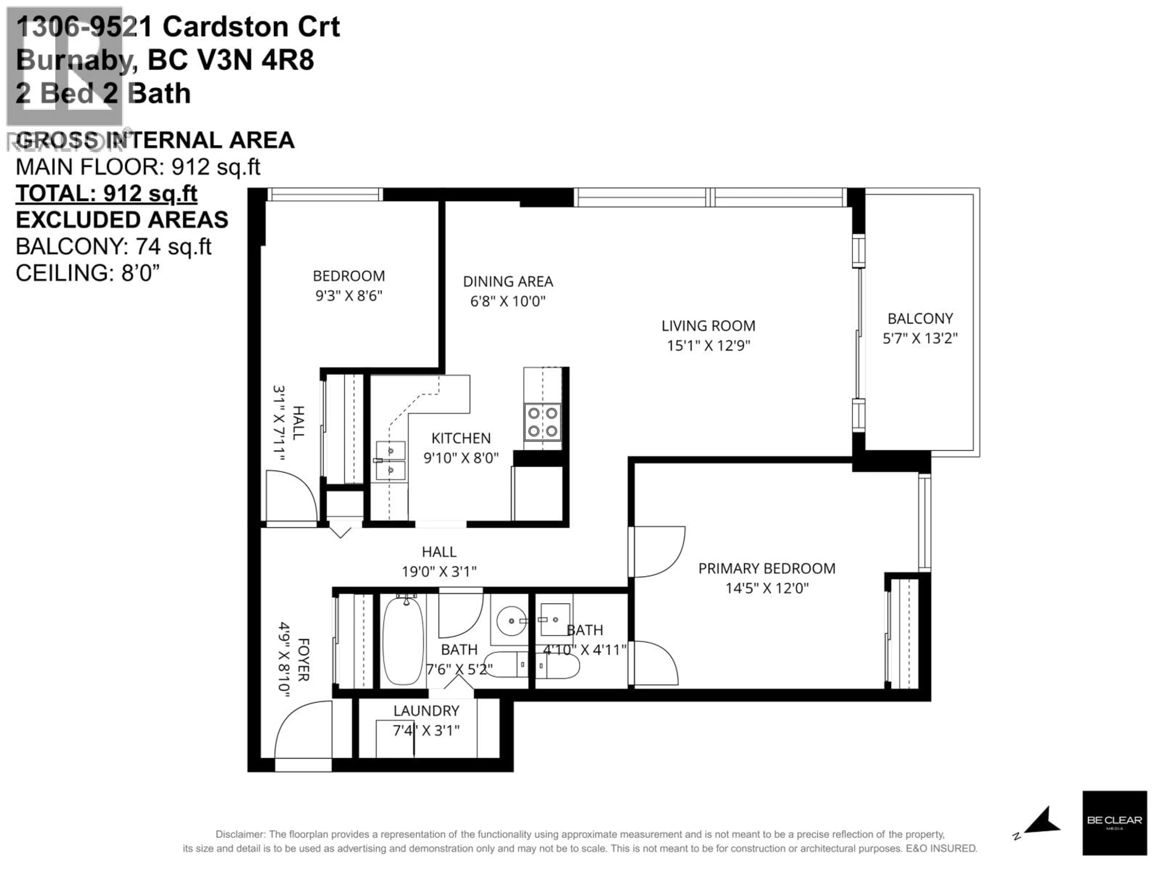 Floor plan for 1306 - 9521 CARDSTON COURT, Burnaby British Columbia V3N4R8