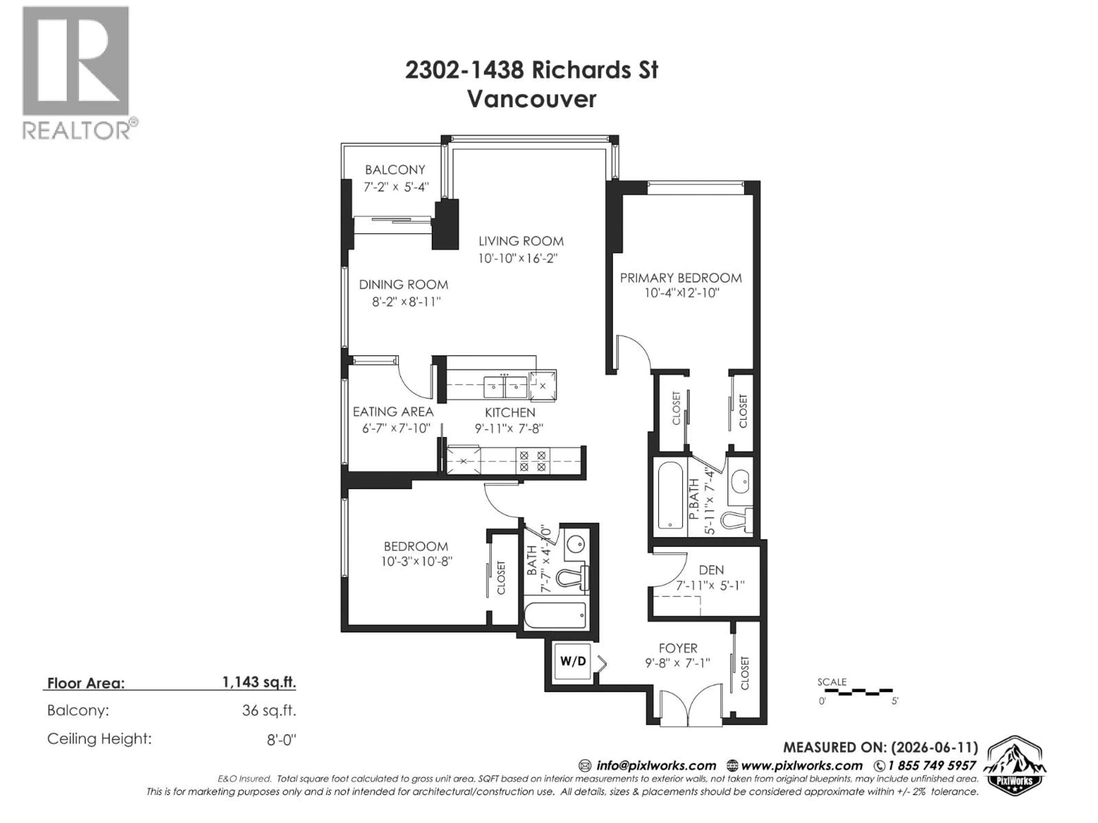 Floor plan for 2302 - 1438 RICHARDS STREET, Vancouver British Columbia V6Z3B8