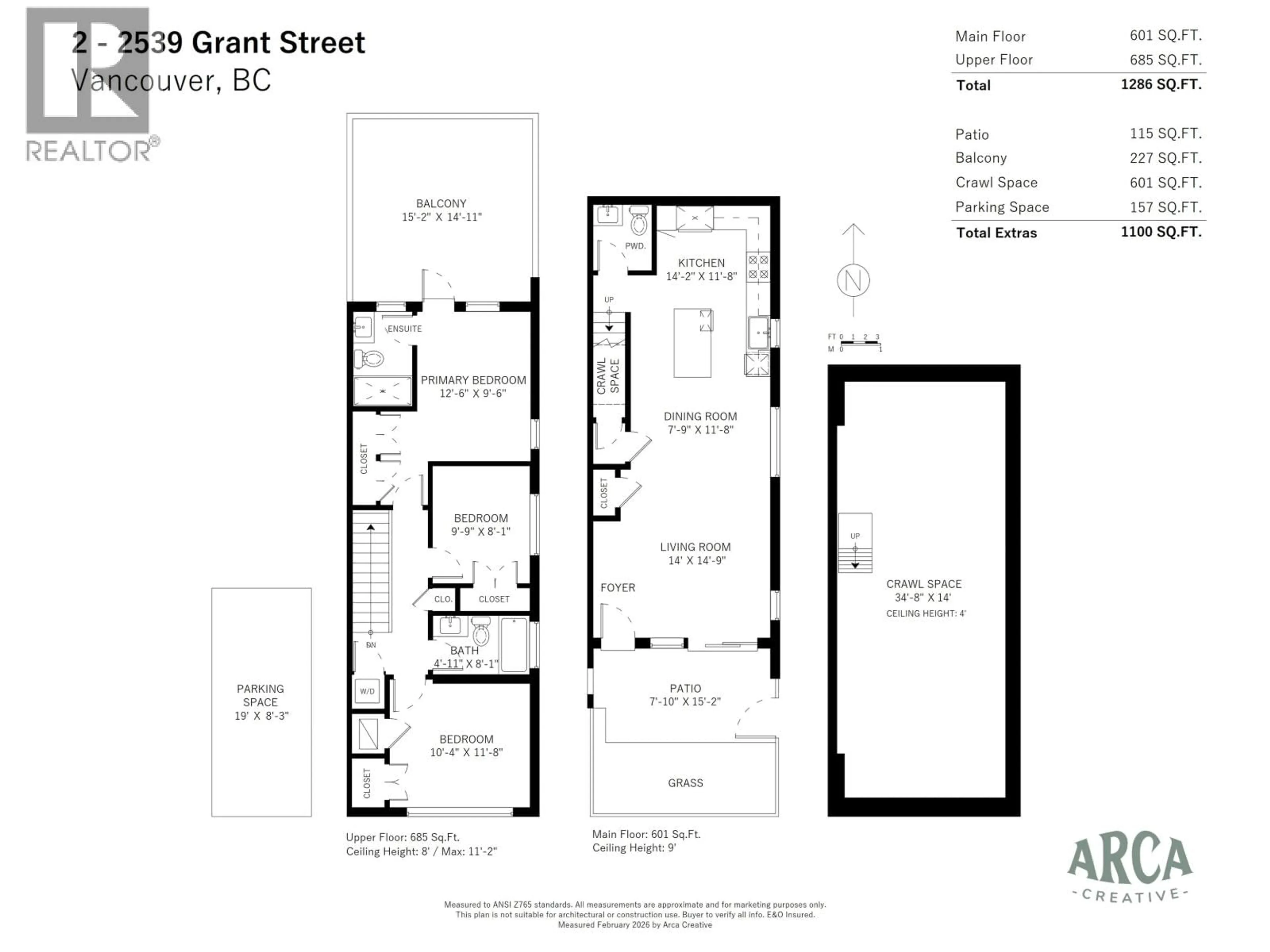 Floor plan for 2 - 2539 GRANT STREET, Vancouver British Columbia V5K3G6