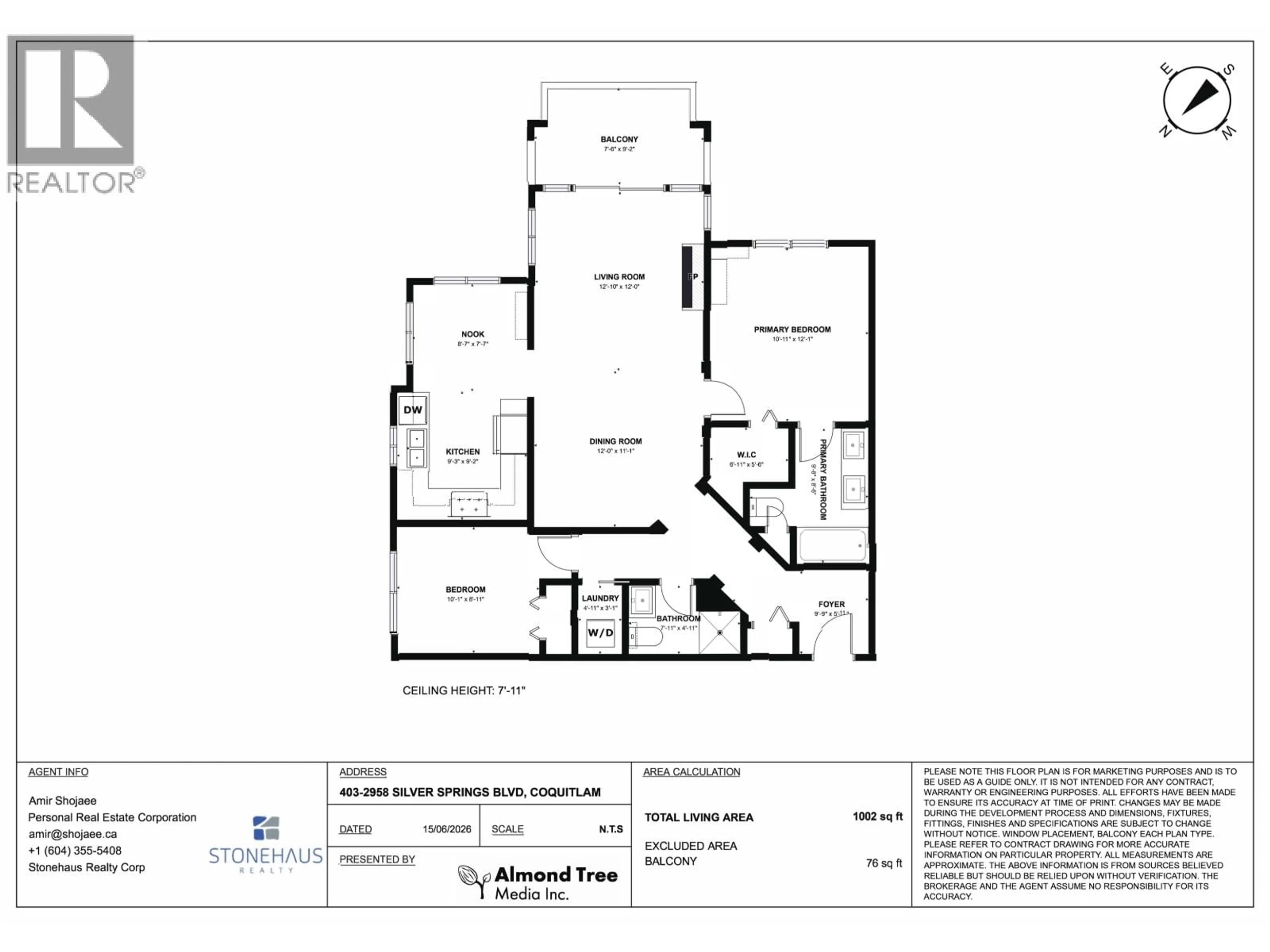 Floor plan for 403 - 2958 SILVER SPRINGS BOULEVARD, Coquitlam British Columbia V3E3R9