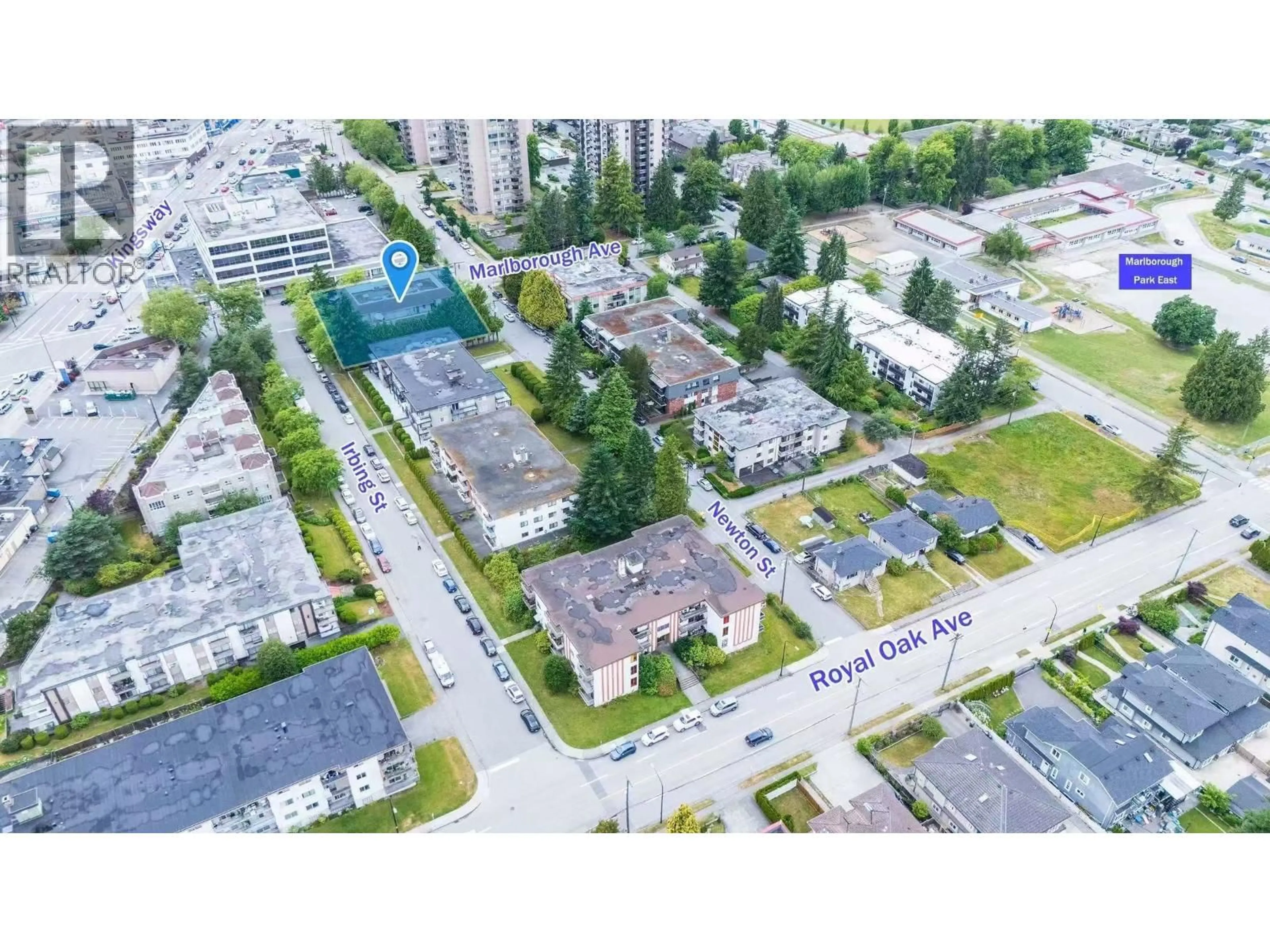 A pic from outside/outdoor area/front of a property/back of a property/a pic from drone, street for 300 - 6388 MARLBOROUGH AVENUE, Burnaby British Columbia V5H4P4
