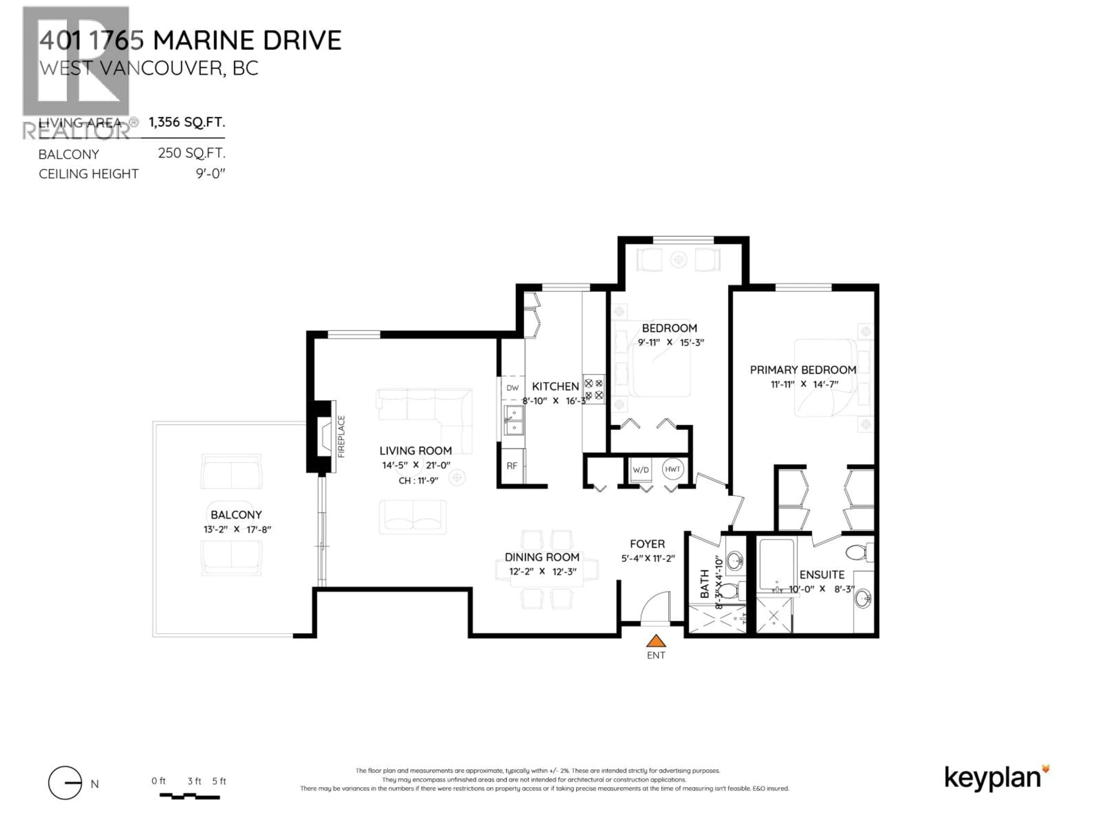Floor plan for 401 - 1765 MARINE DRIVE, West Vancouver British Columbia V7V1J5