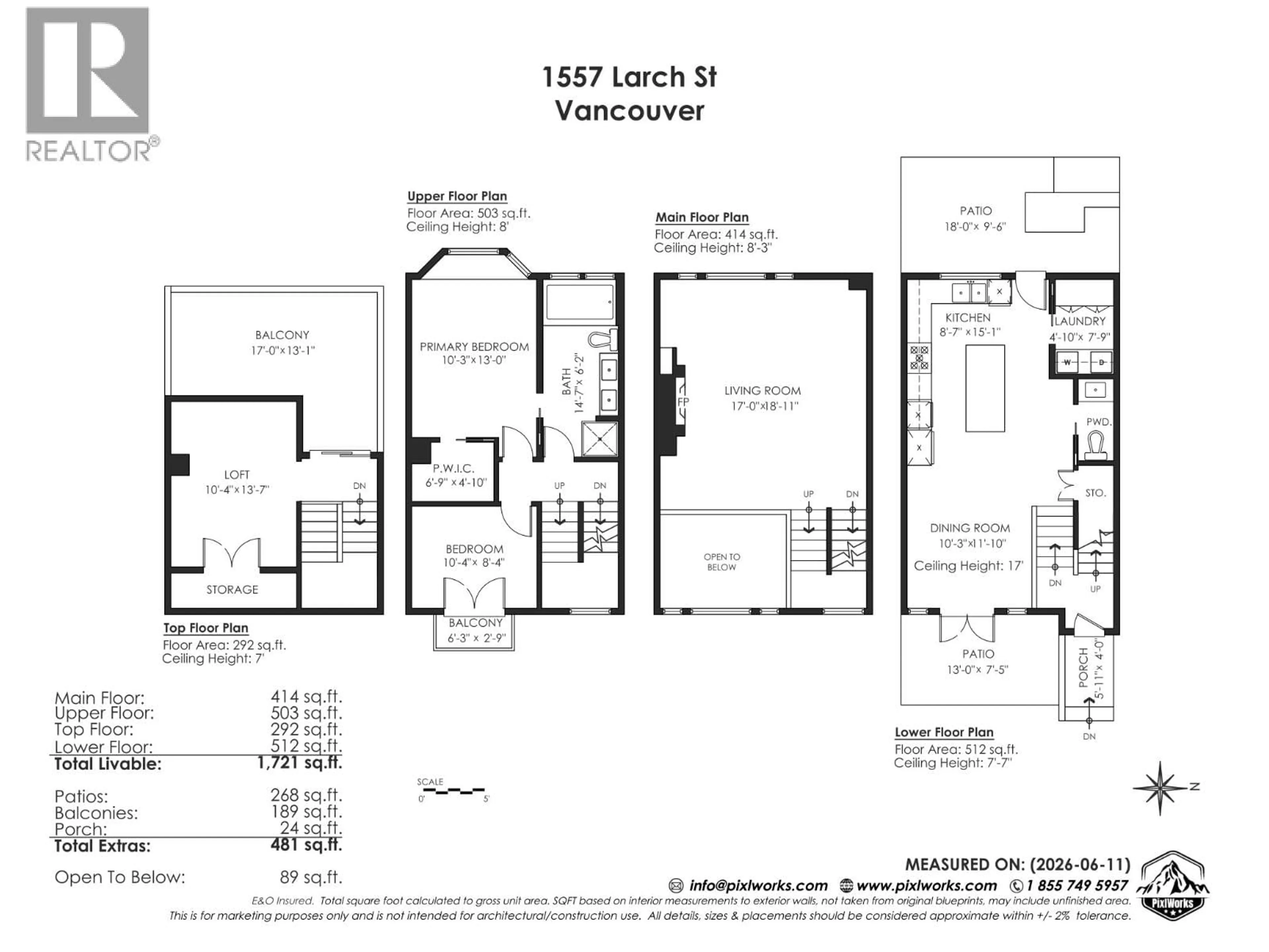 Floor plan for 1557 LARCH STREET, Vancouver British Columbia V6K3N6