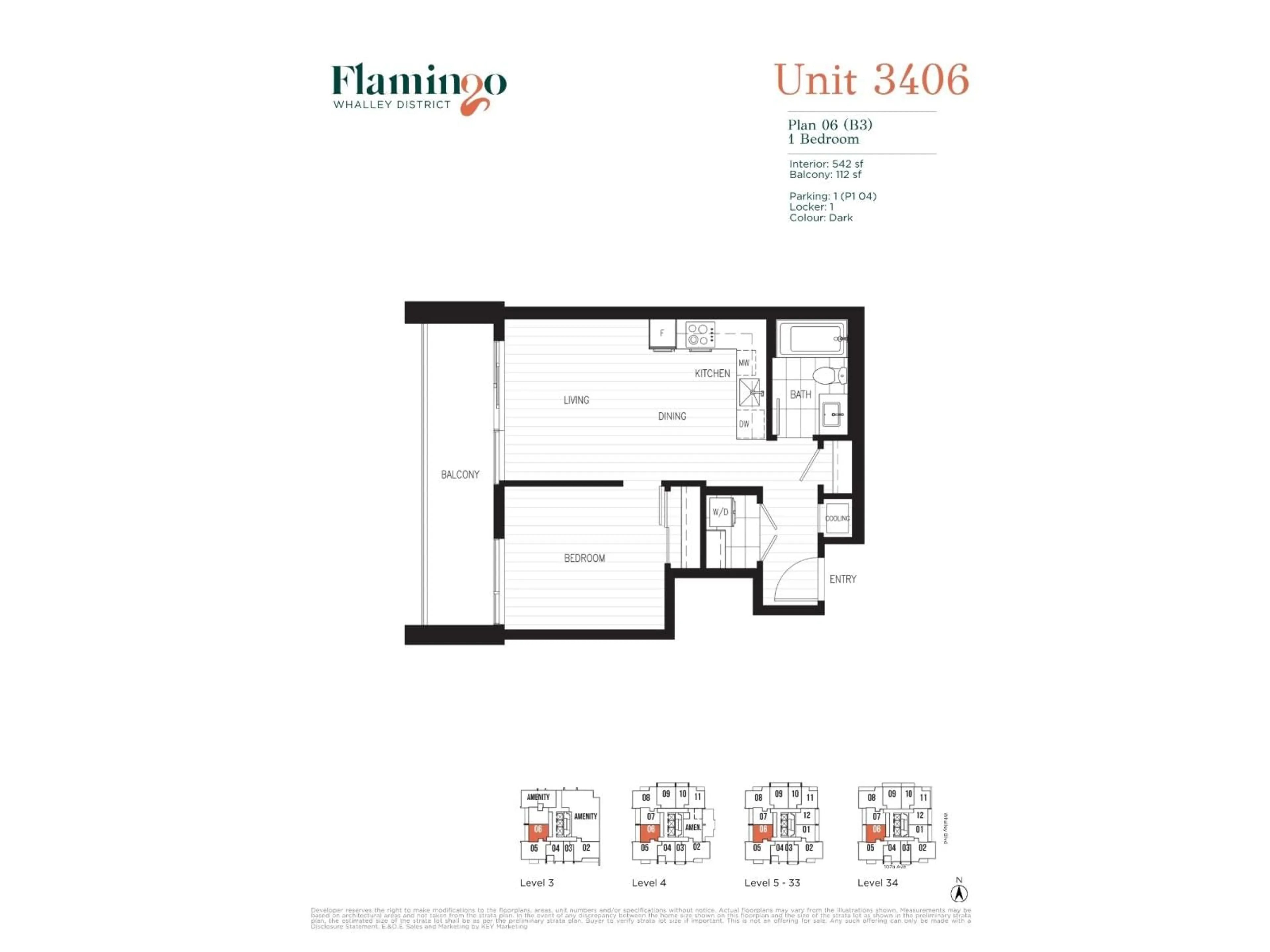 Floor plan for 3406 - 13675 107A AVENUE, Surrey British Columbia V3T0X2