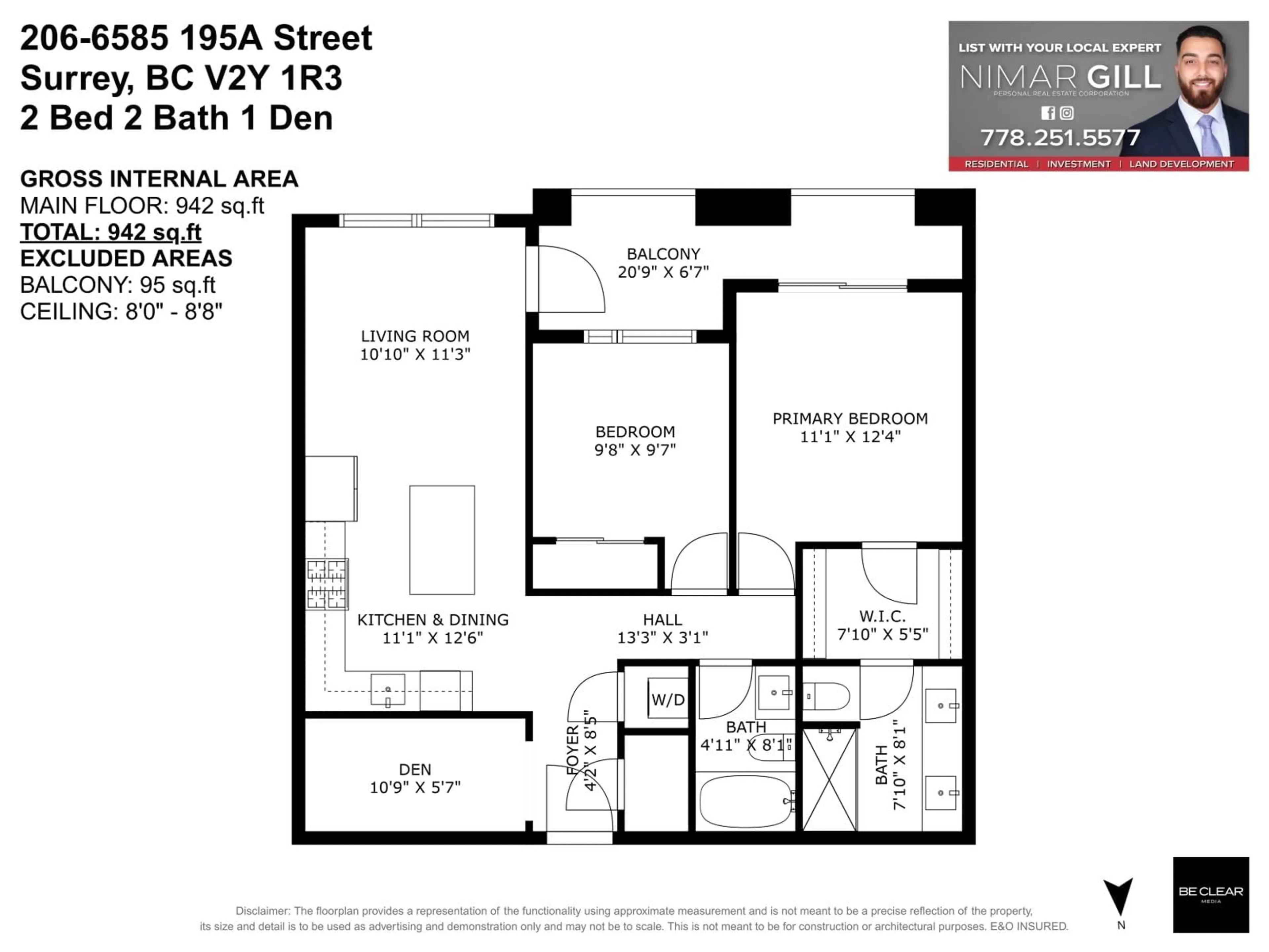 Floor plan for 206 - 6585 195A STREET, Surrey British Columbia V4N6Y9