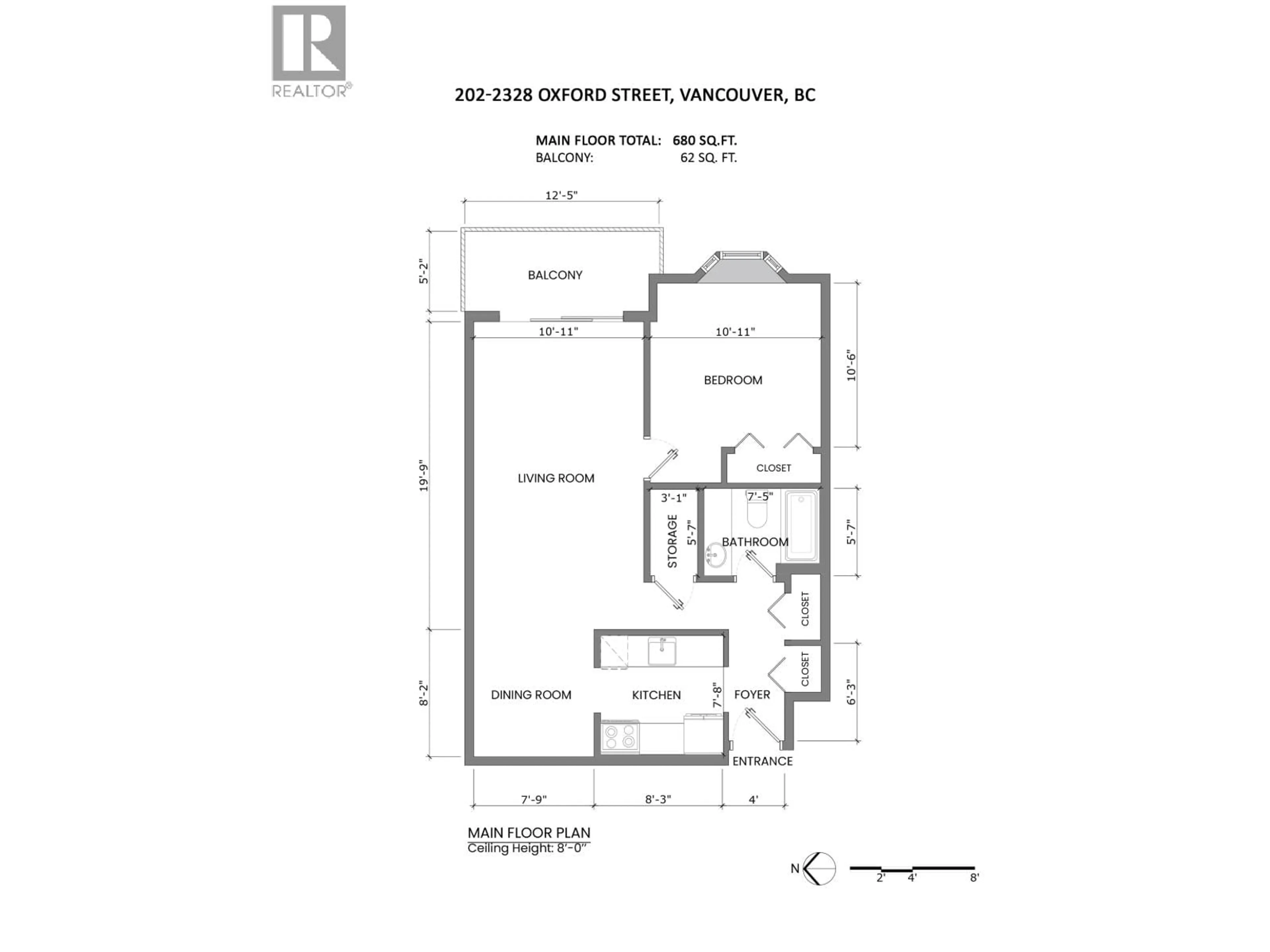 Floor plan for 202 - 2328 OXFORD STREET, Vancouver British Columbia V5L1G3