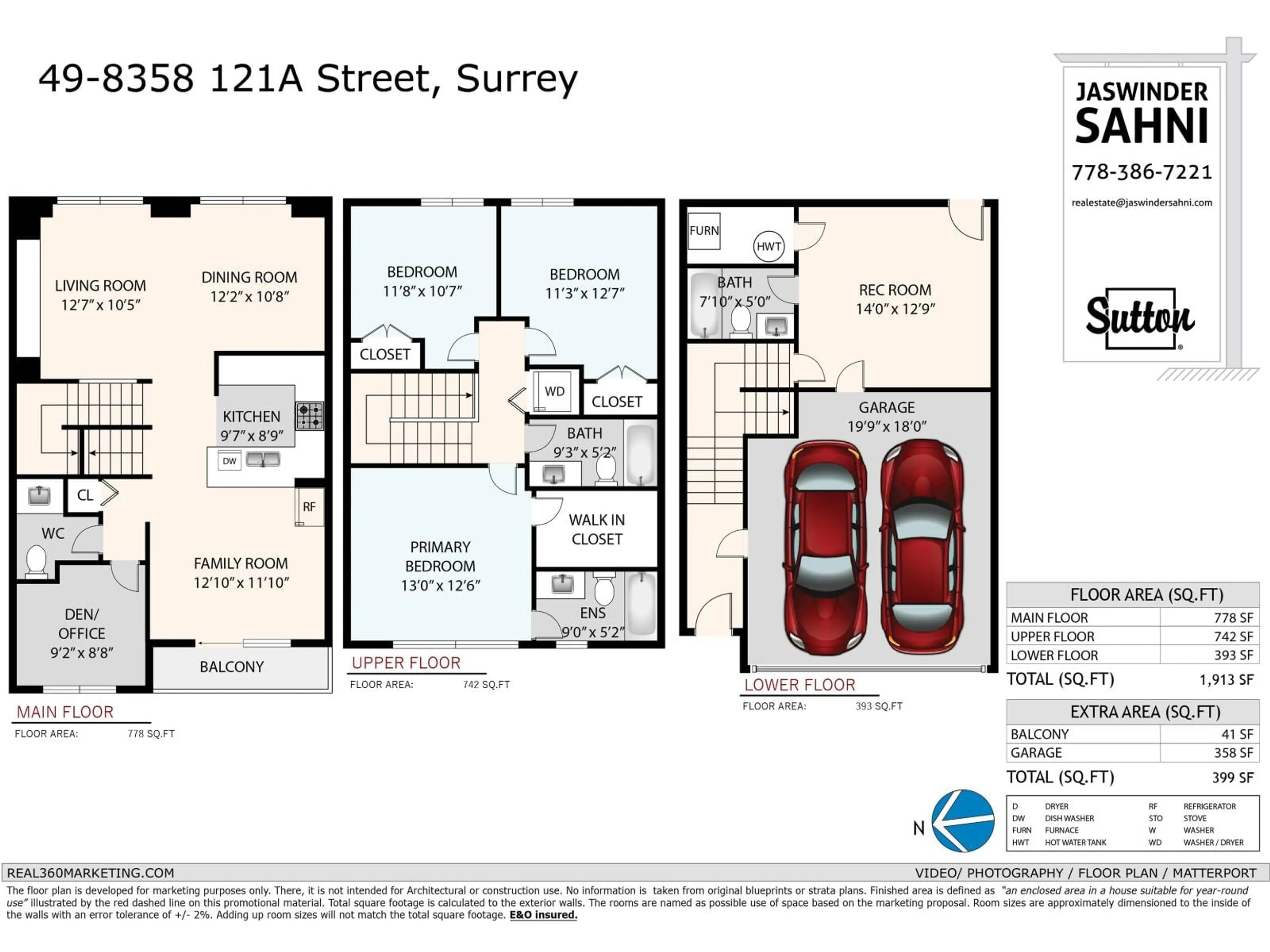 Floor plan for 49 - 8358 121A STREET, Surrey British Columbia V3W1T6