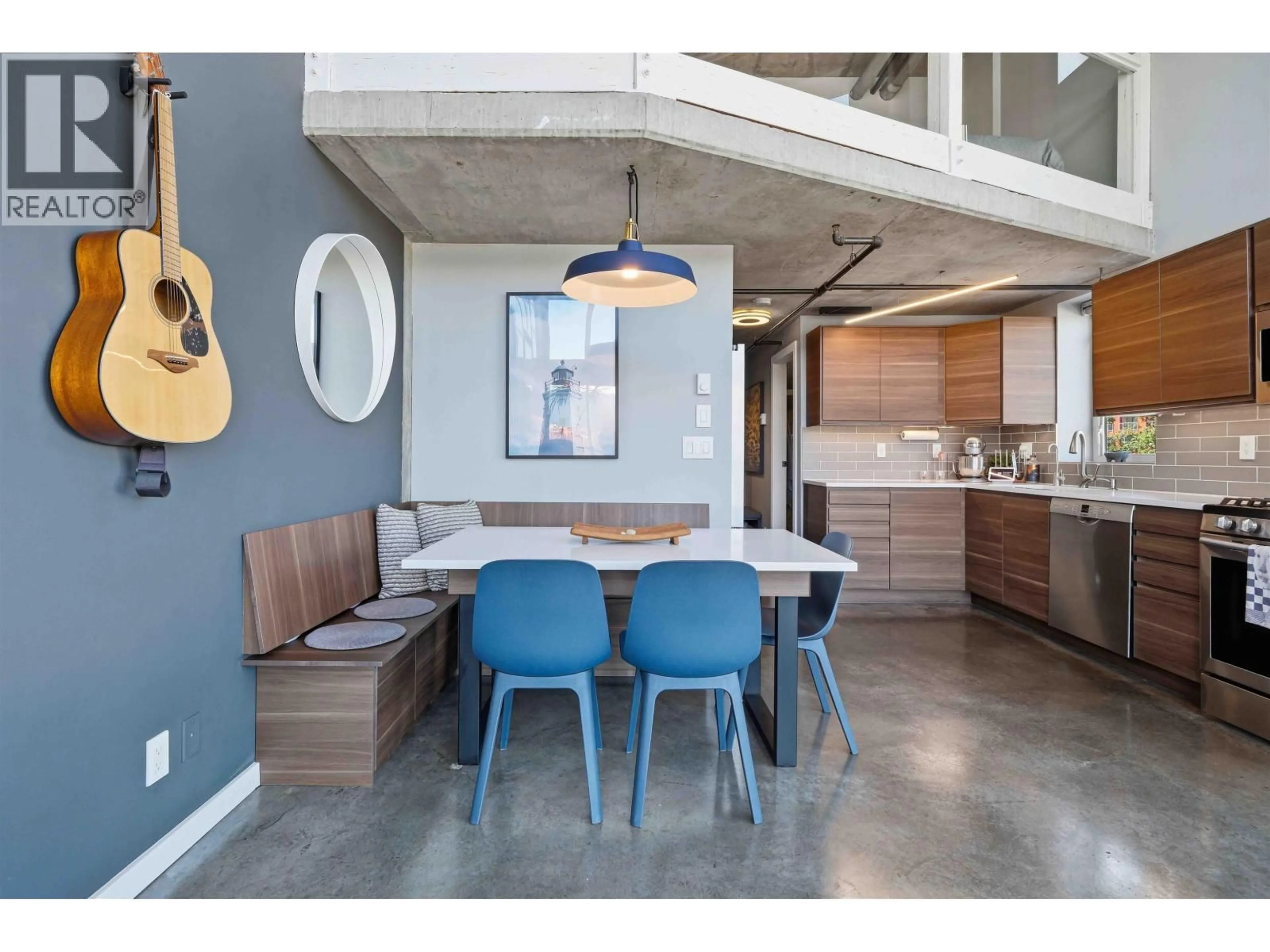 Open concept kitchen, cement floor for 407 - 289 ALEXANDER STREET, Vancouver British Columbia V6A4H6