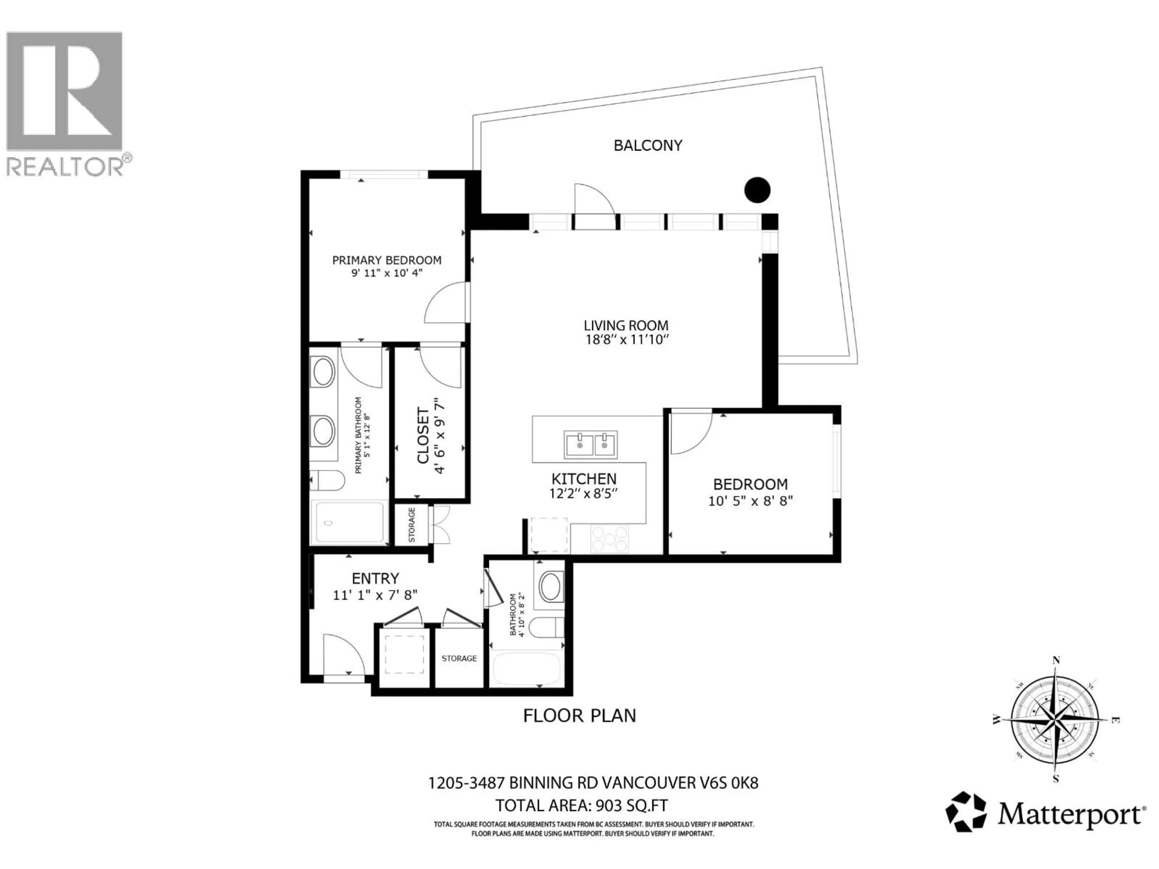 Floor plan for 1205 - 3487 BINNING ROAD, Vancouver British Columbia V6S0K8