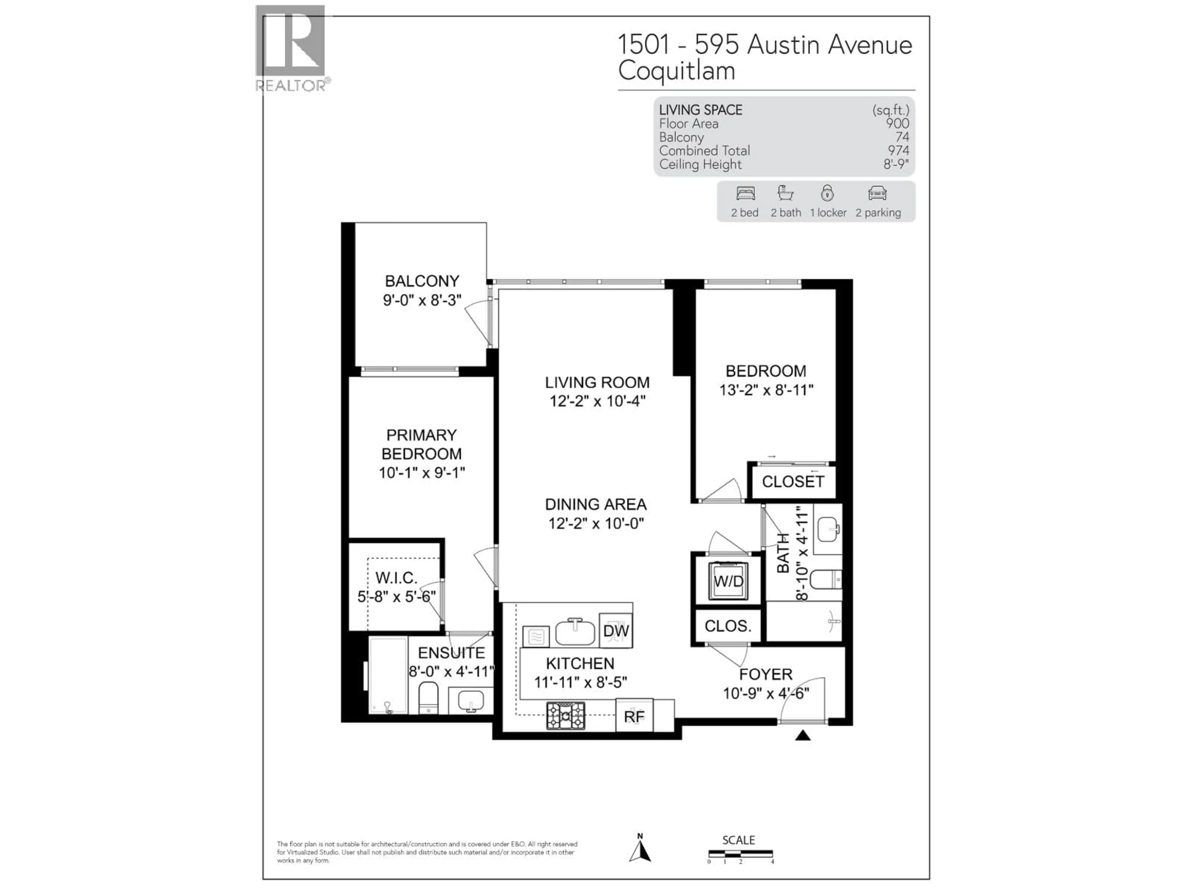 Floor plan for 1501 - 595 AUSTIN AVENUE, Coquitlam British Columbia V3K0G7