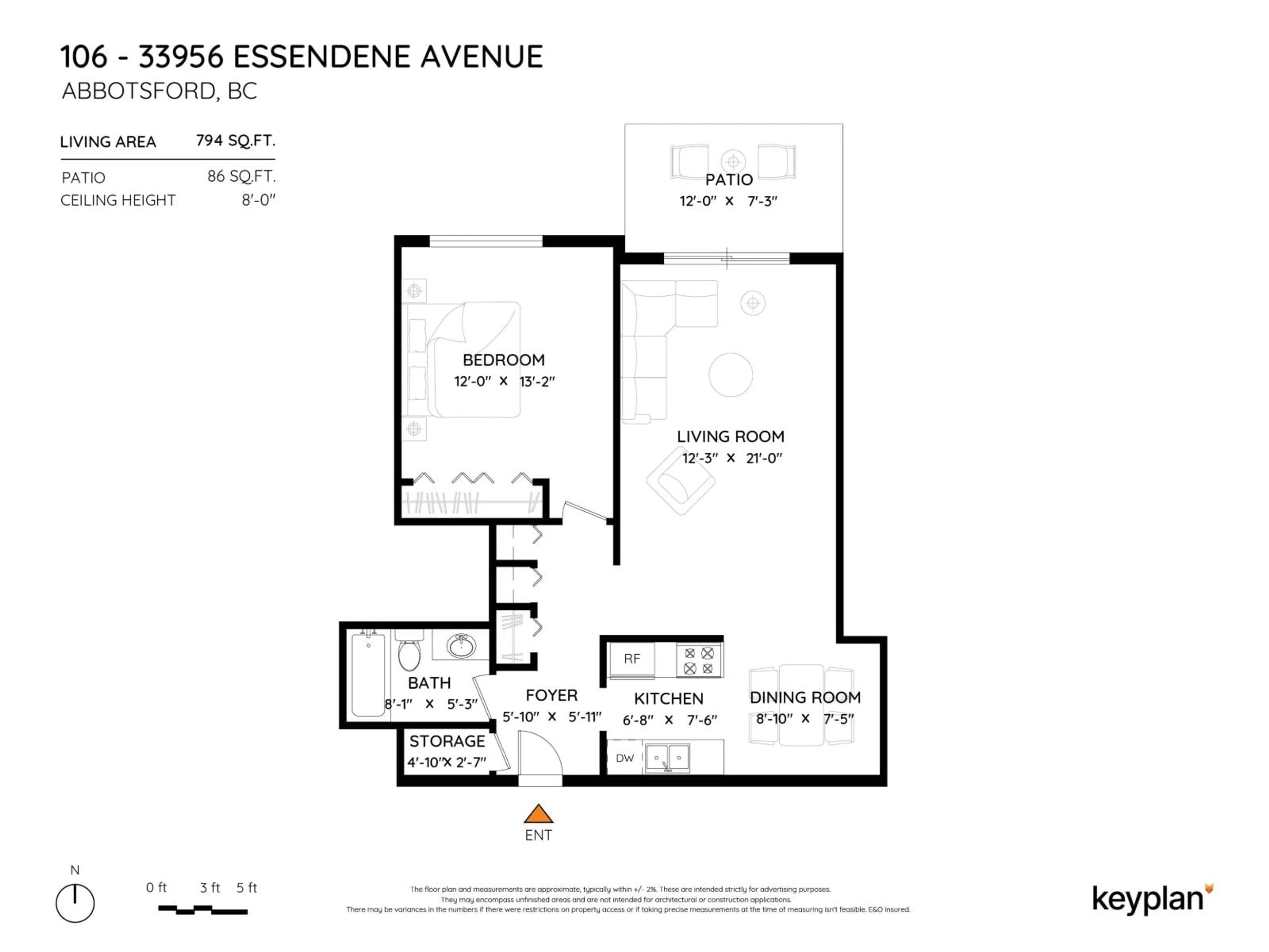 Floor plan for 106 - 33956 ESSENDENE AVENUE, Abbotsford British Columbia V2S6E7