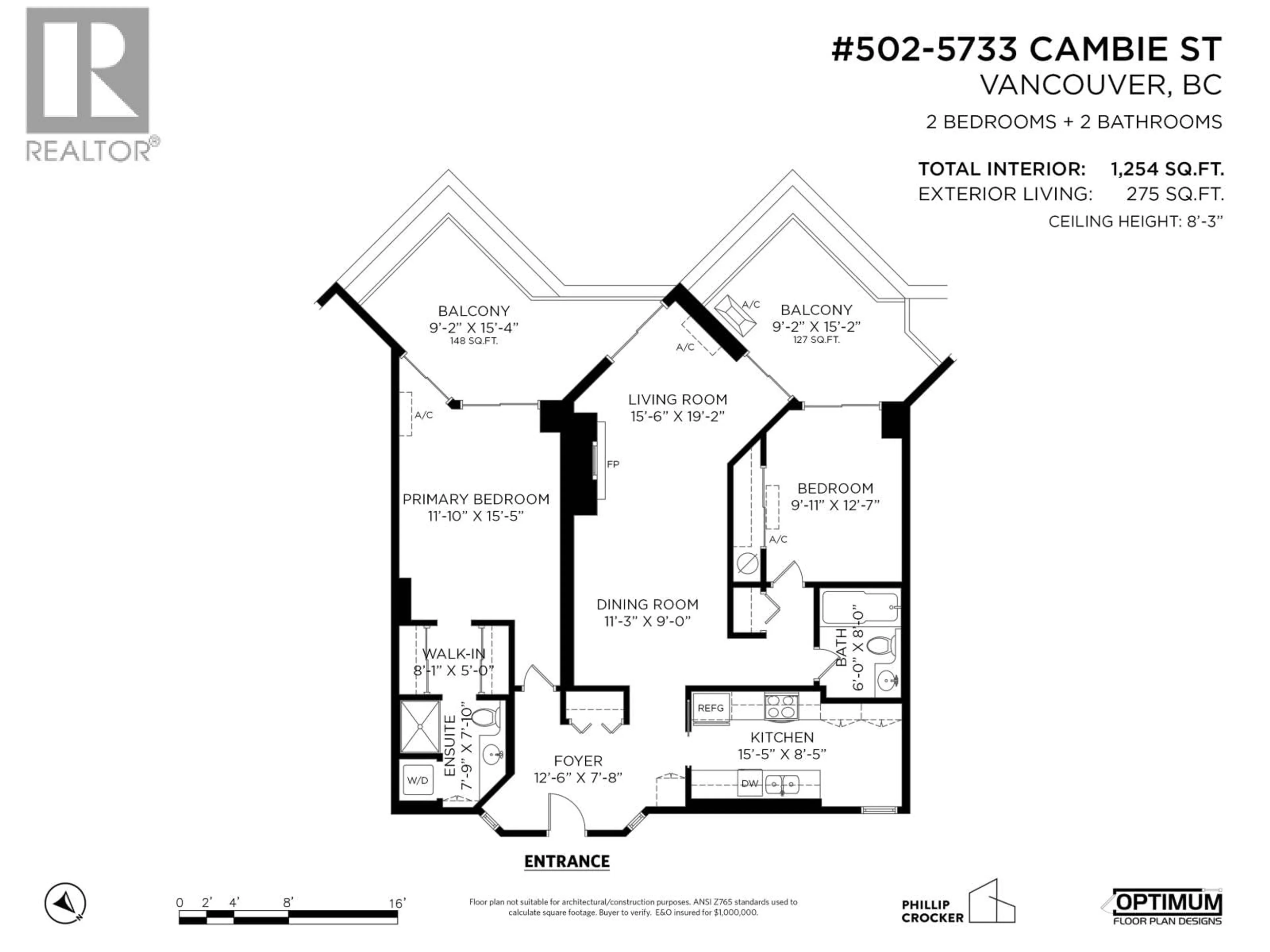 Floor plan for 502 - 5733 CAMBIE STREET, Vancouver British Columbia V5Z4H2