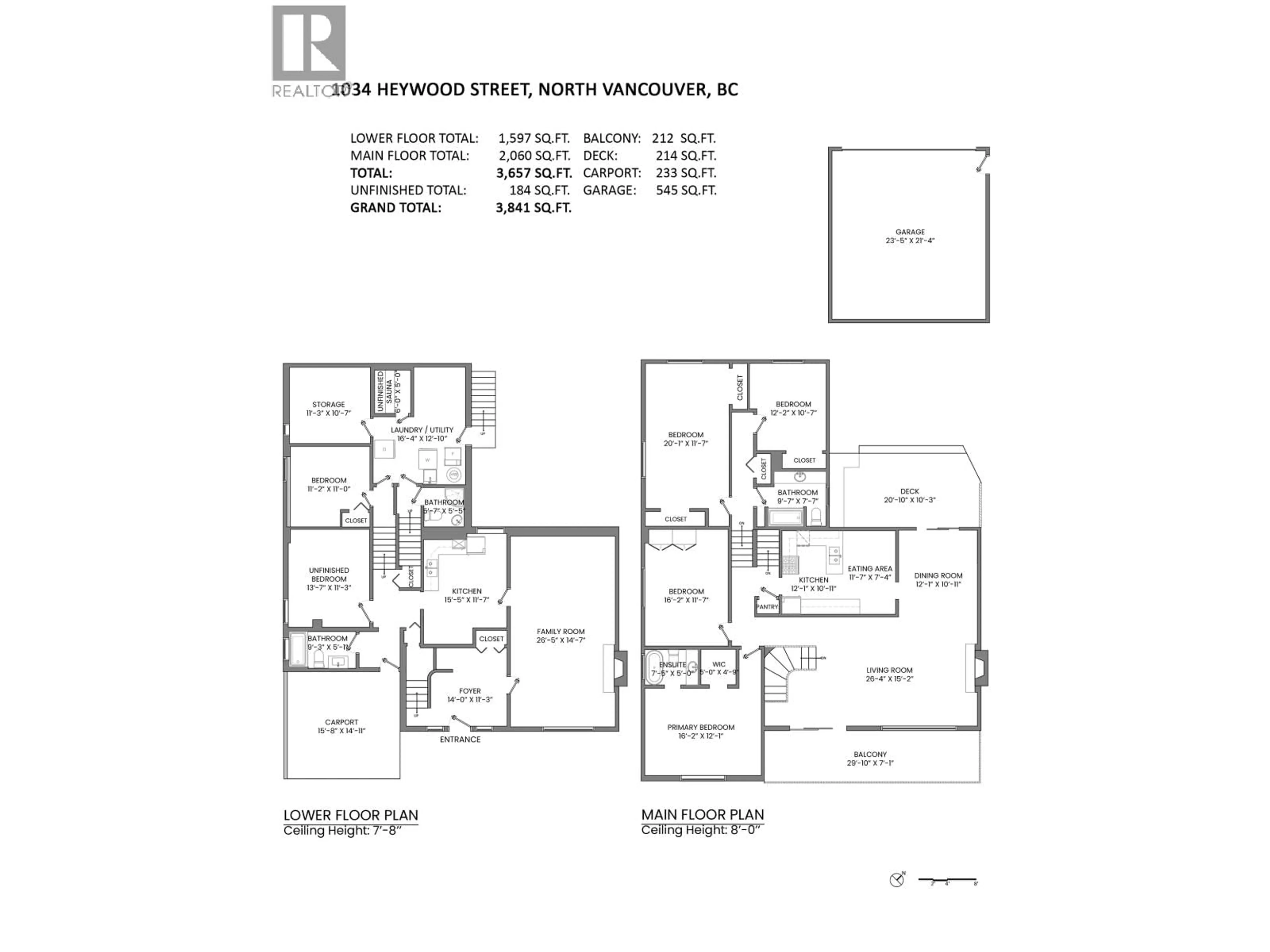 Floor plan for 1034 HEYWOOD STREET, North Vancouver British Columbia V7L1H3