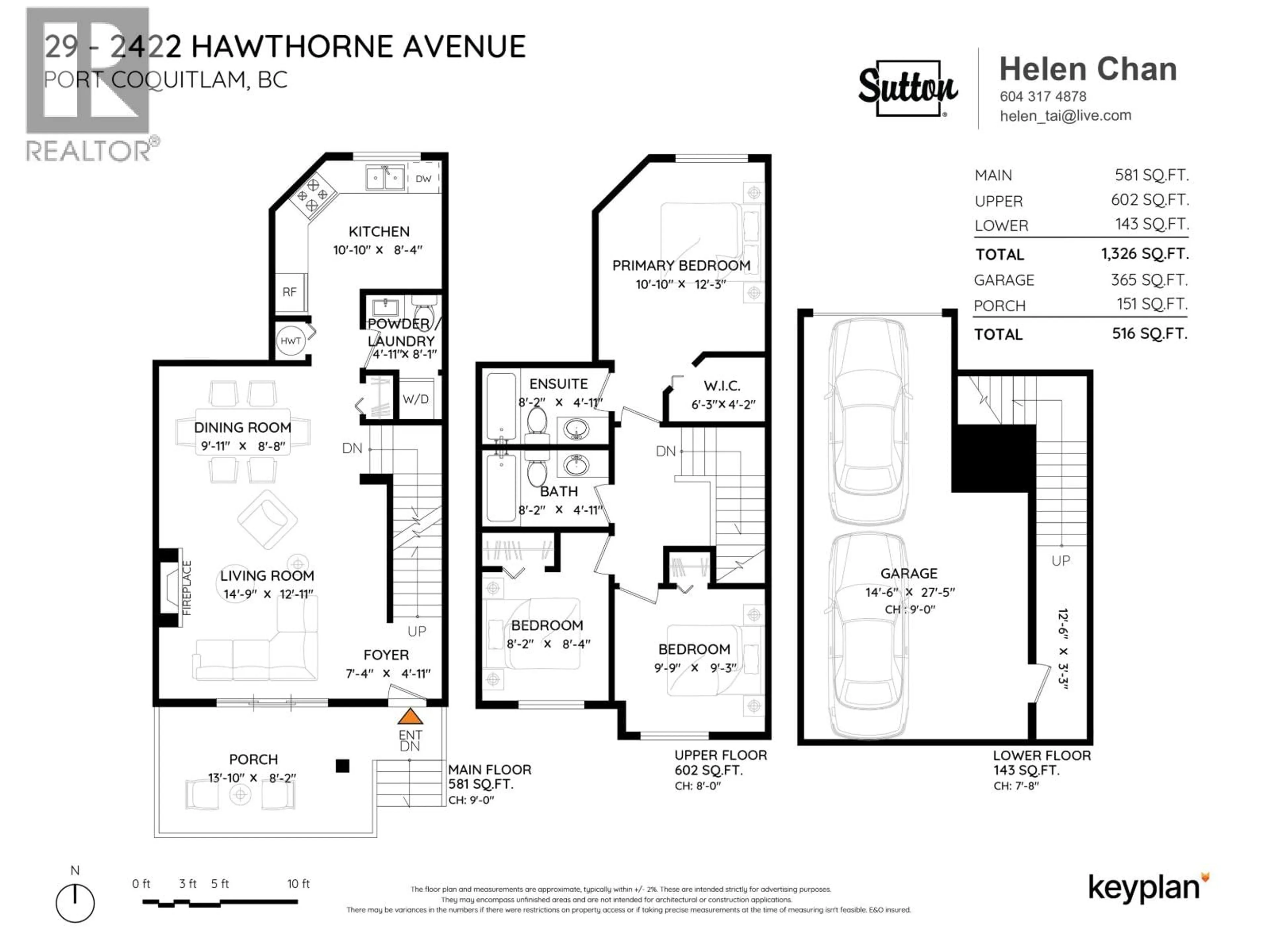 Floor plan for 29 - 2422 HAWTHORNE AVENUE, Port Coquitlam British Columbia V3C6K7