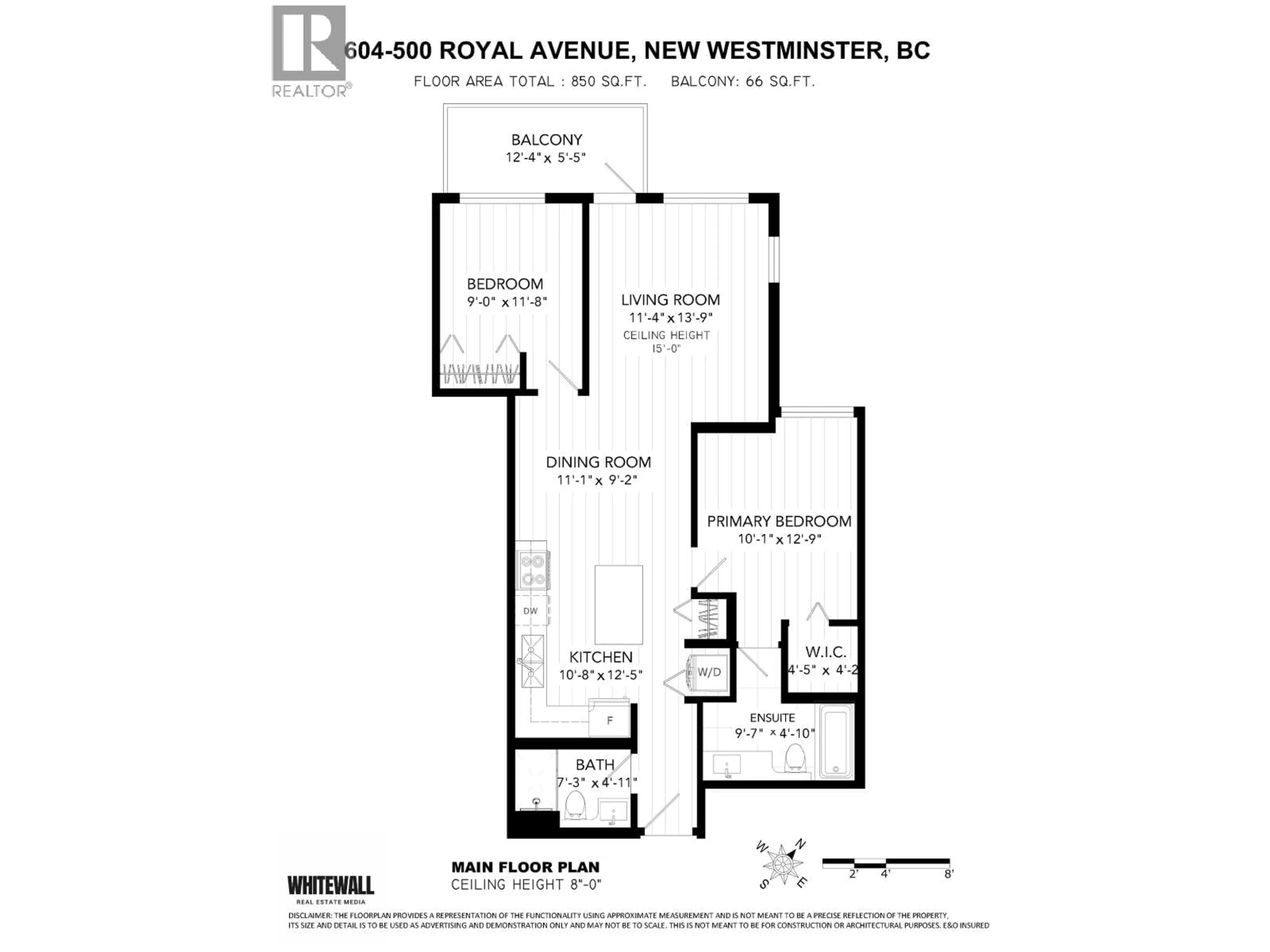 Floor plan for 605 - 500 ROYAL AVENUE, New Westminster British Columbia V3L0G5
