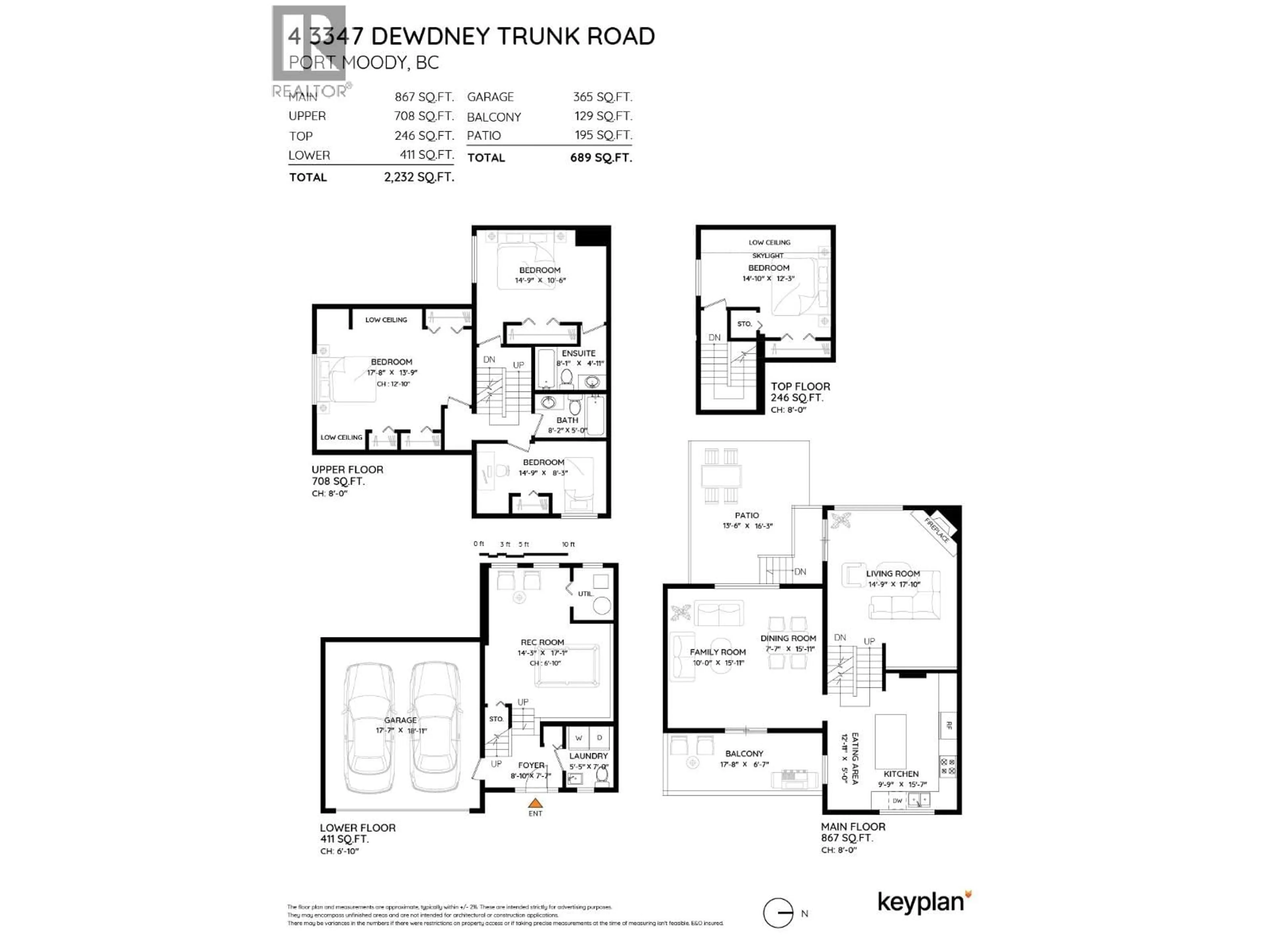 Floor plan for 4 - 3347 DEWDNEY TRUNK ROAD, Port Moody British Columbia V3H2E4