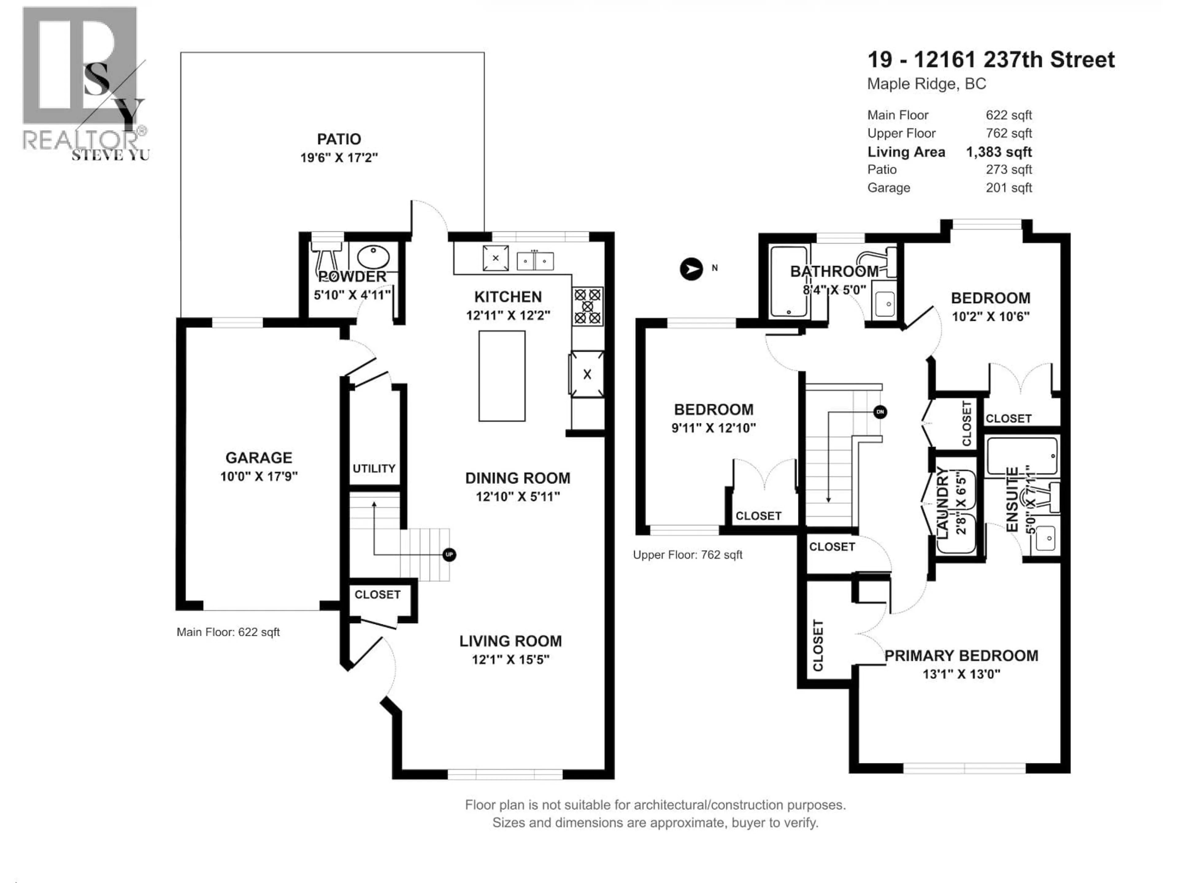 Floor plan for 19 - 12161 237 STREET, Maple Ridge British Columbia V4R0E7
