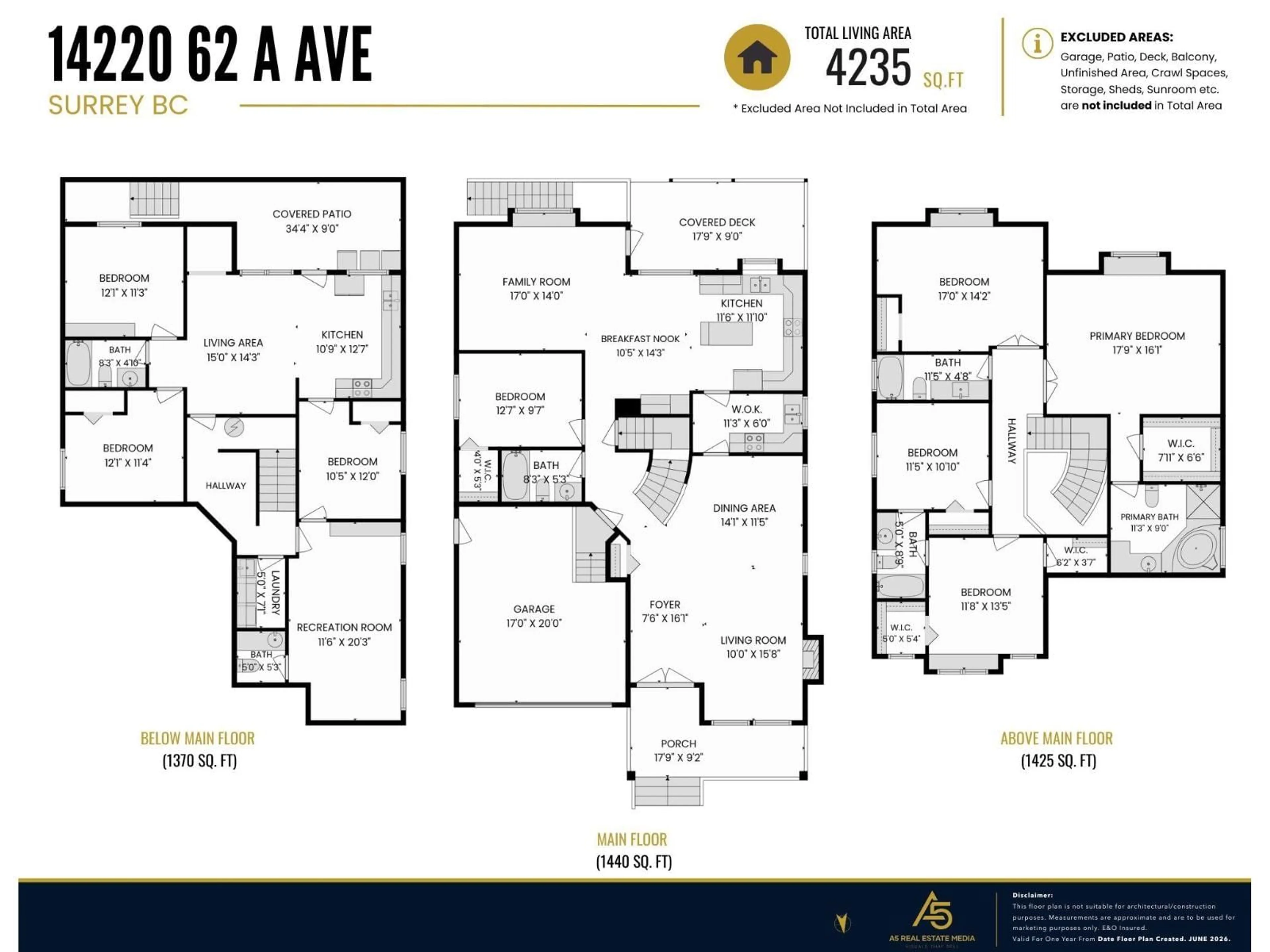 Floor plan for 14220 62A AVENUE, Surrey British Columbia V3X0B6