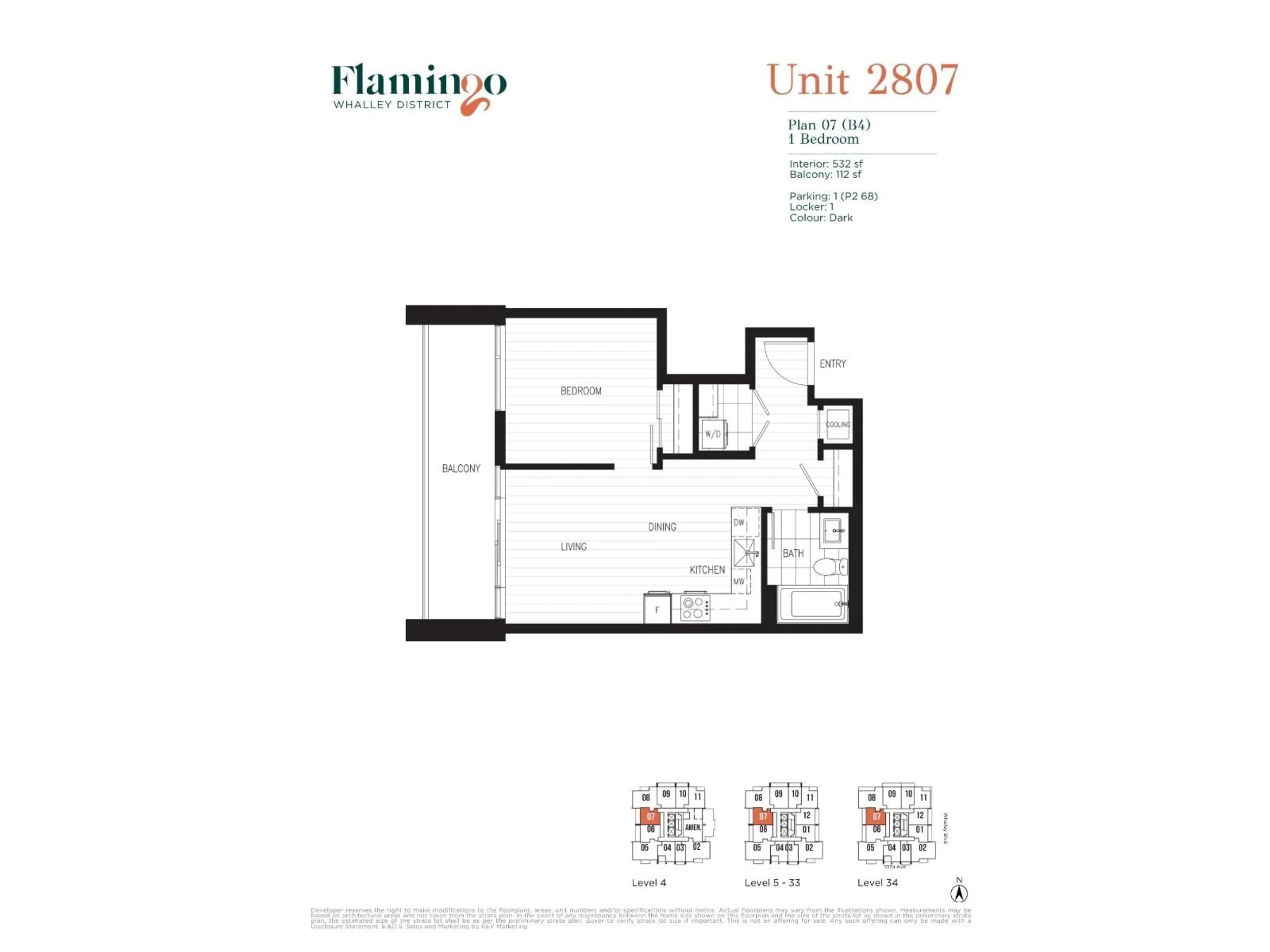 Floor plan for 2807 - 13675 107A AVENUE, Surrey British Columbia V3T0X3