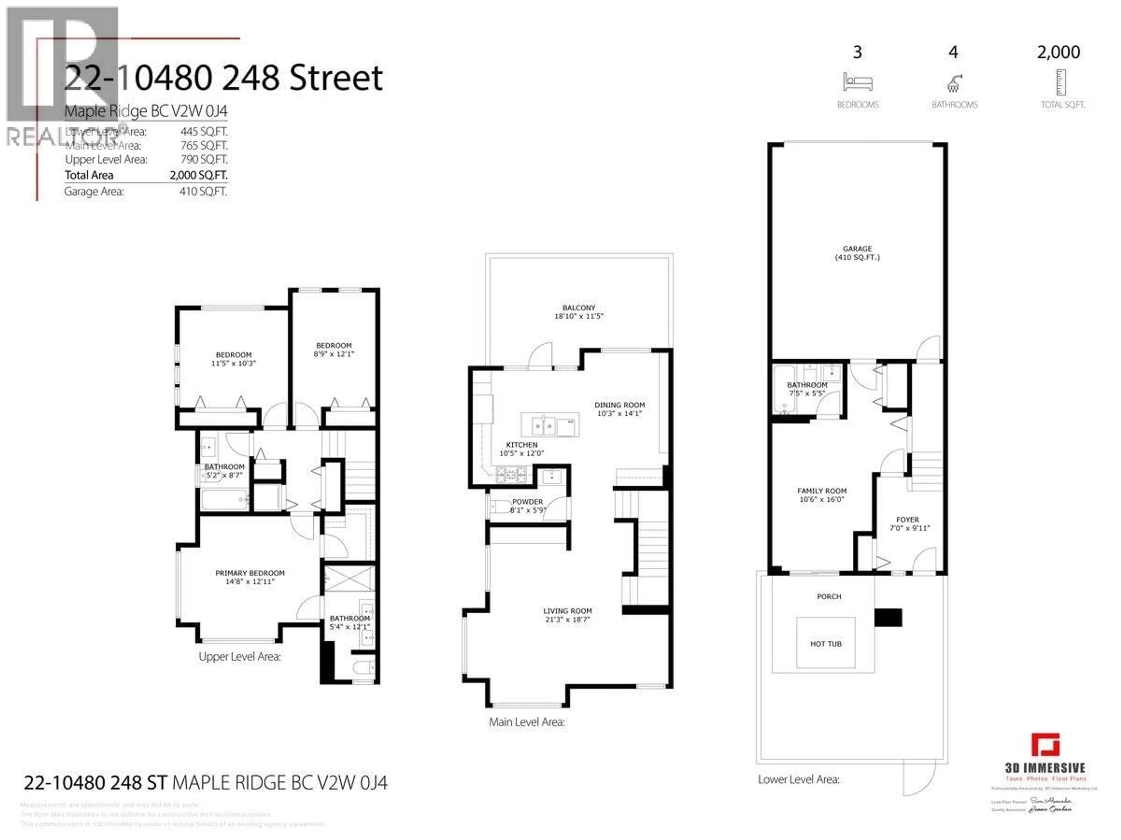 Floor plan for 22 - 10480 248 STREET, Maple Ridge British Columbia V2W0J4