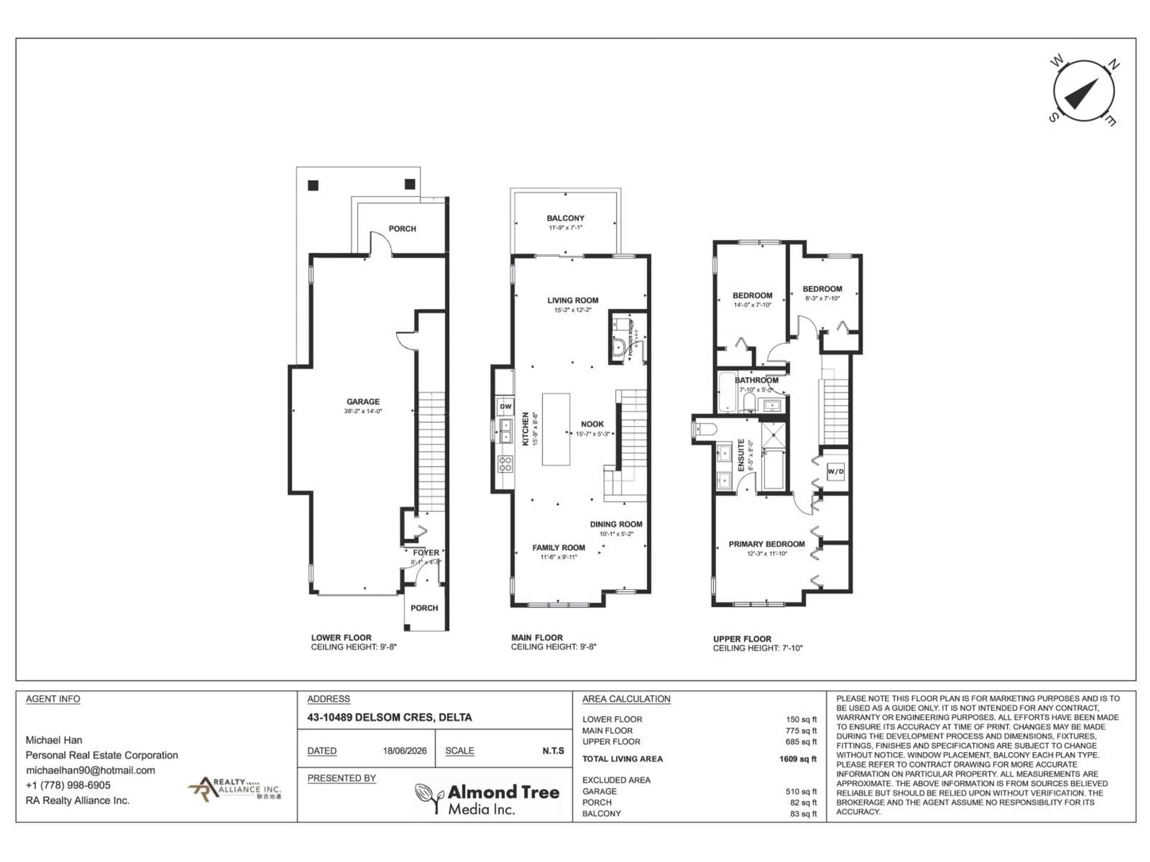 Floor plan for 43 - 10489 DELSOM CRESCENT, Delta British Columbia V4C0B9