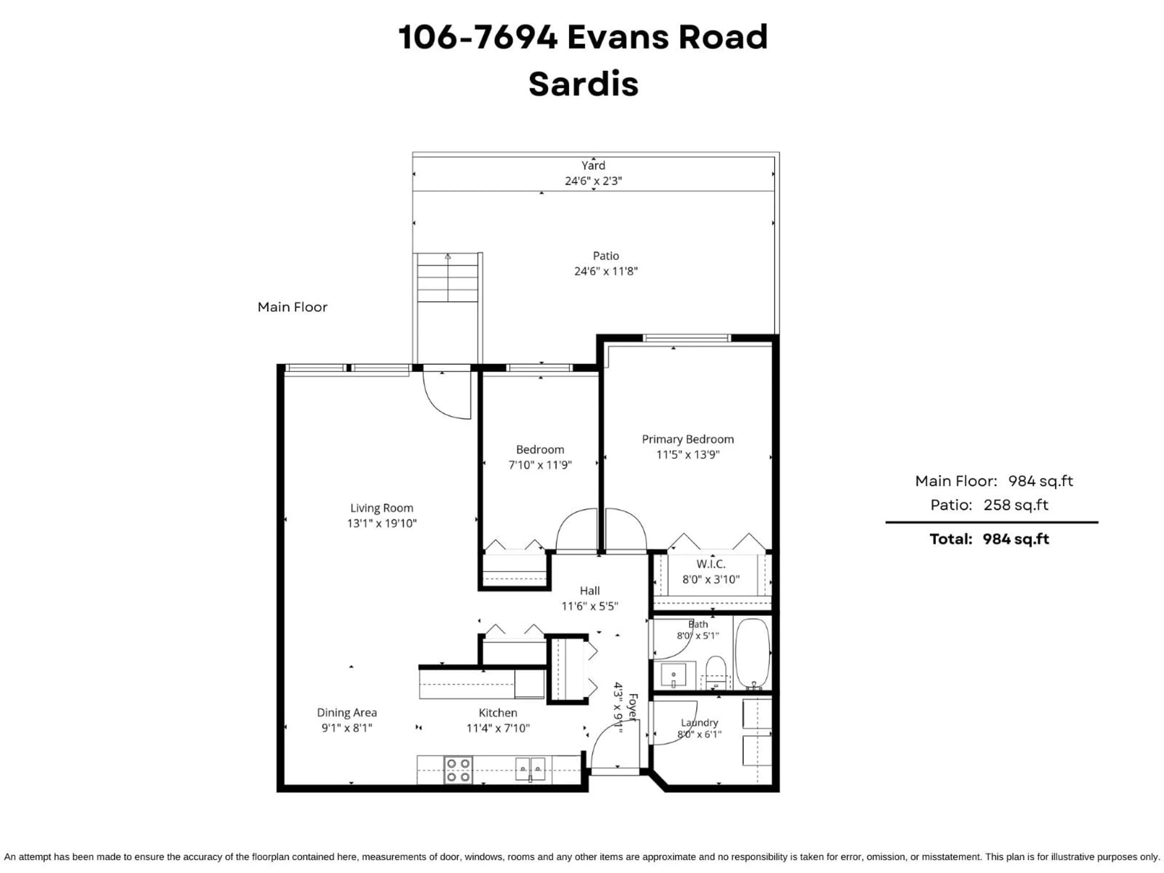 Floor plan for 106 - 7694 EVANS ROAD, Chilliwack British Columbia V2R3W3
