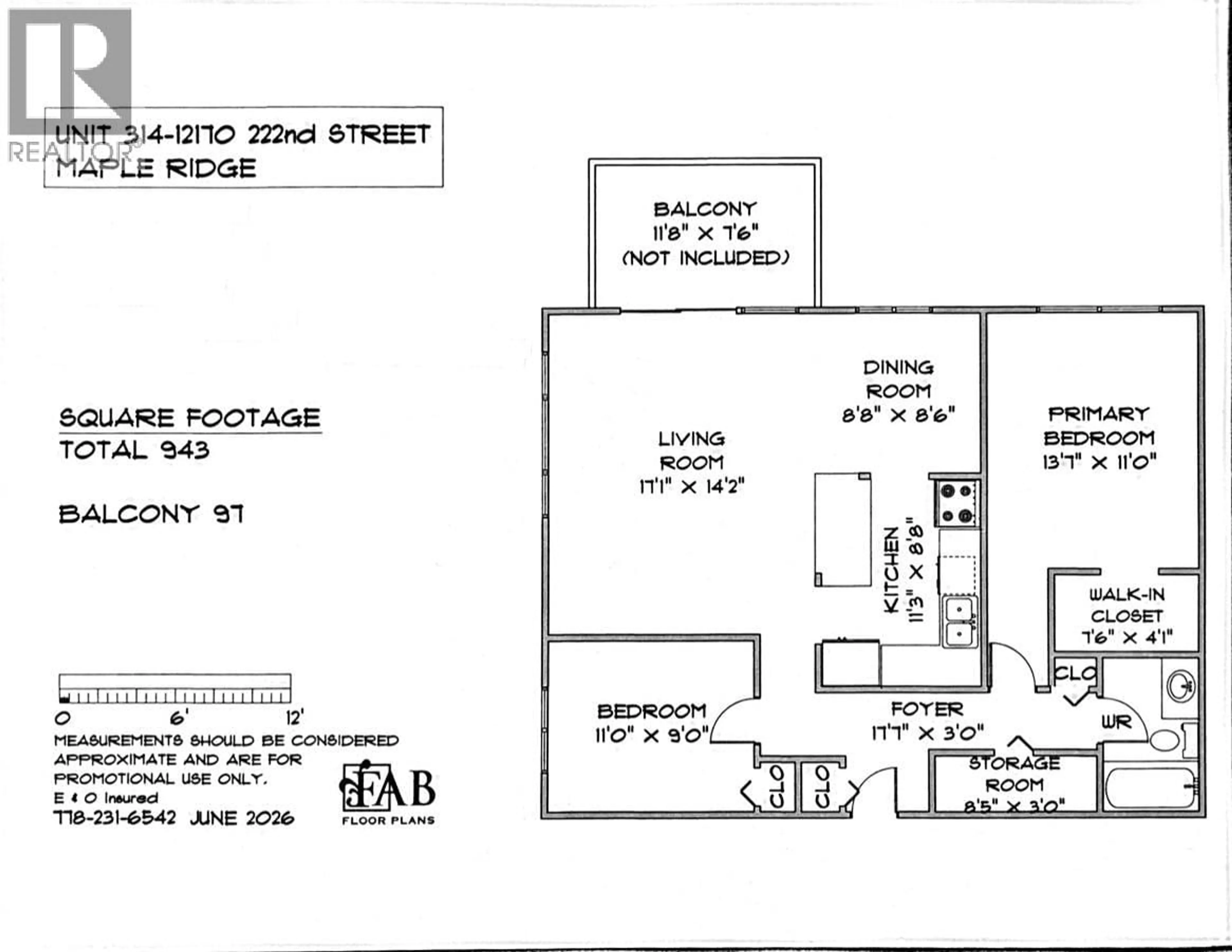 Floor plan for 314 - 12170 222ND STREET, Maple Ridge British Columbia V2X8H1