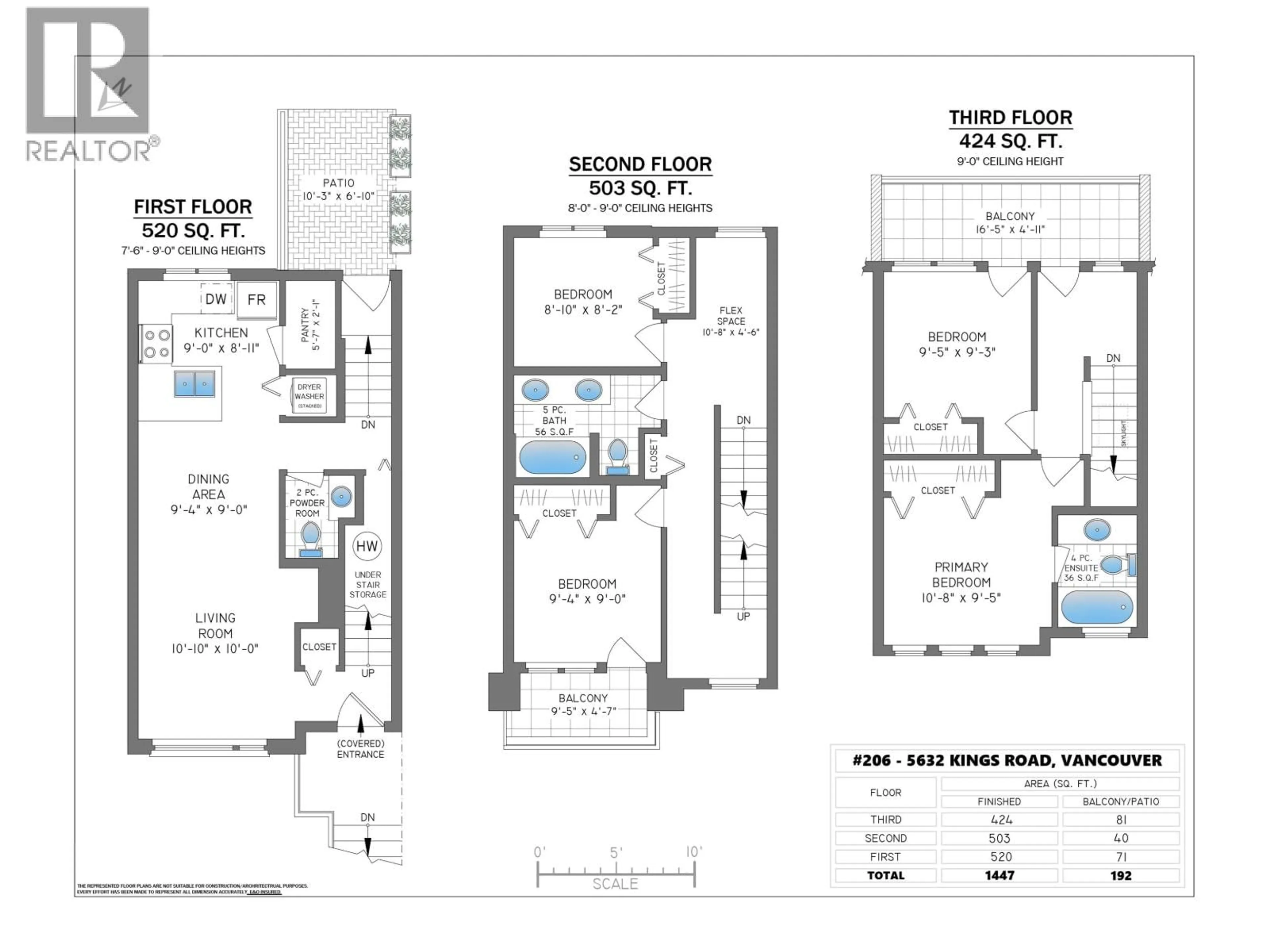 Floor plan for 206 - 5632 KINGS ROAD, Vancouver British Columbia V6T1K8