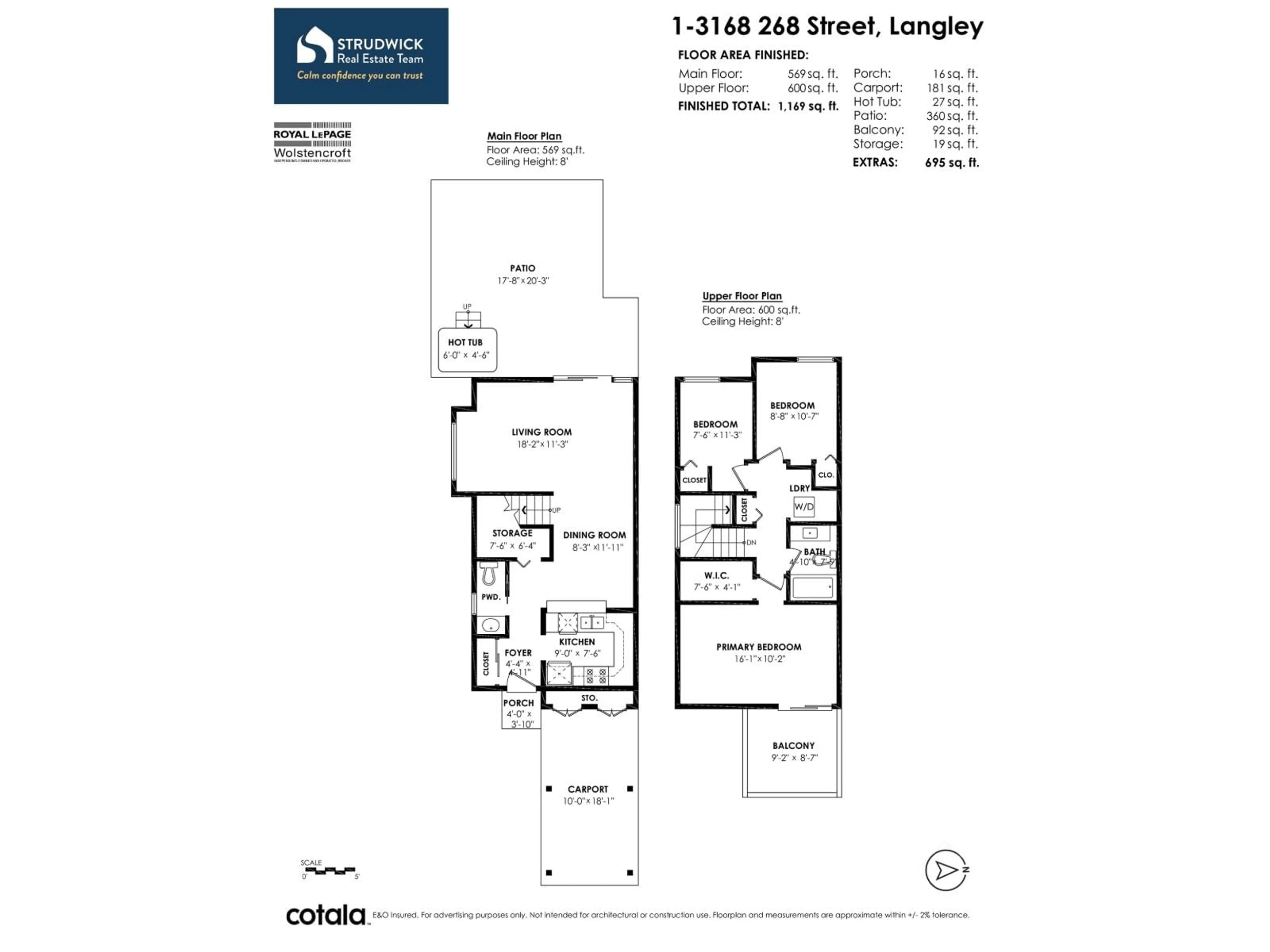 Floor plan for 1 - 3168 268 STREET, Langley British Columbia V4W3S1