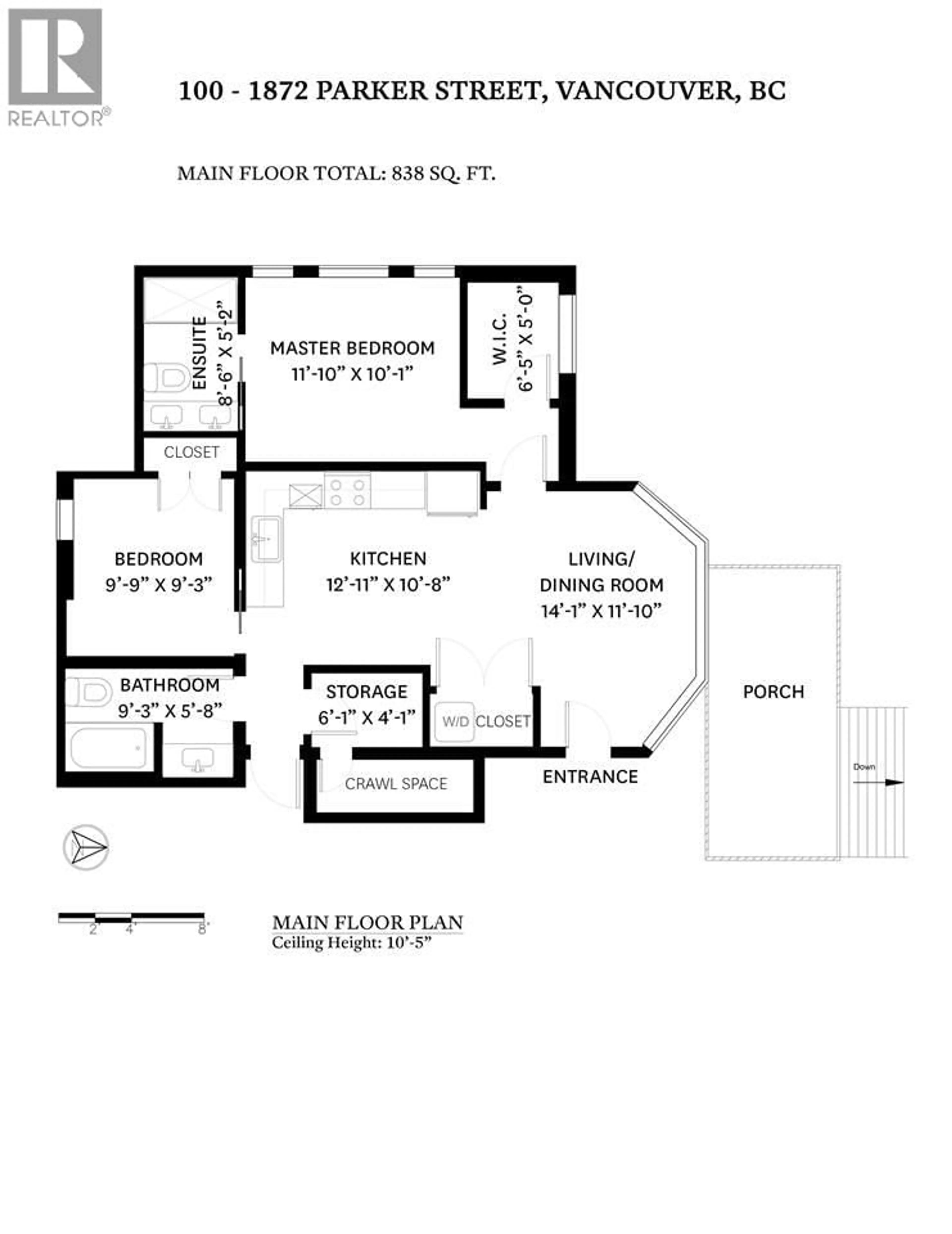 Floor plan for 100 - 1872 PARKER STREET, Vancouver British Columbia V5L2K9