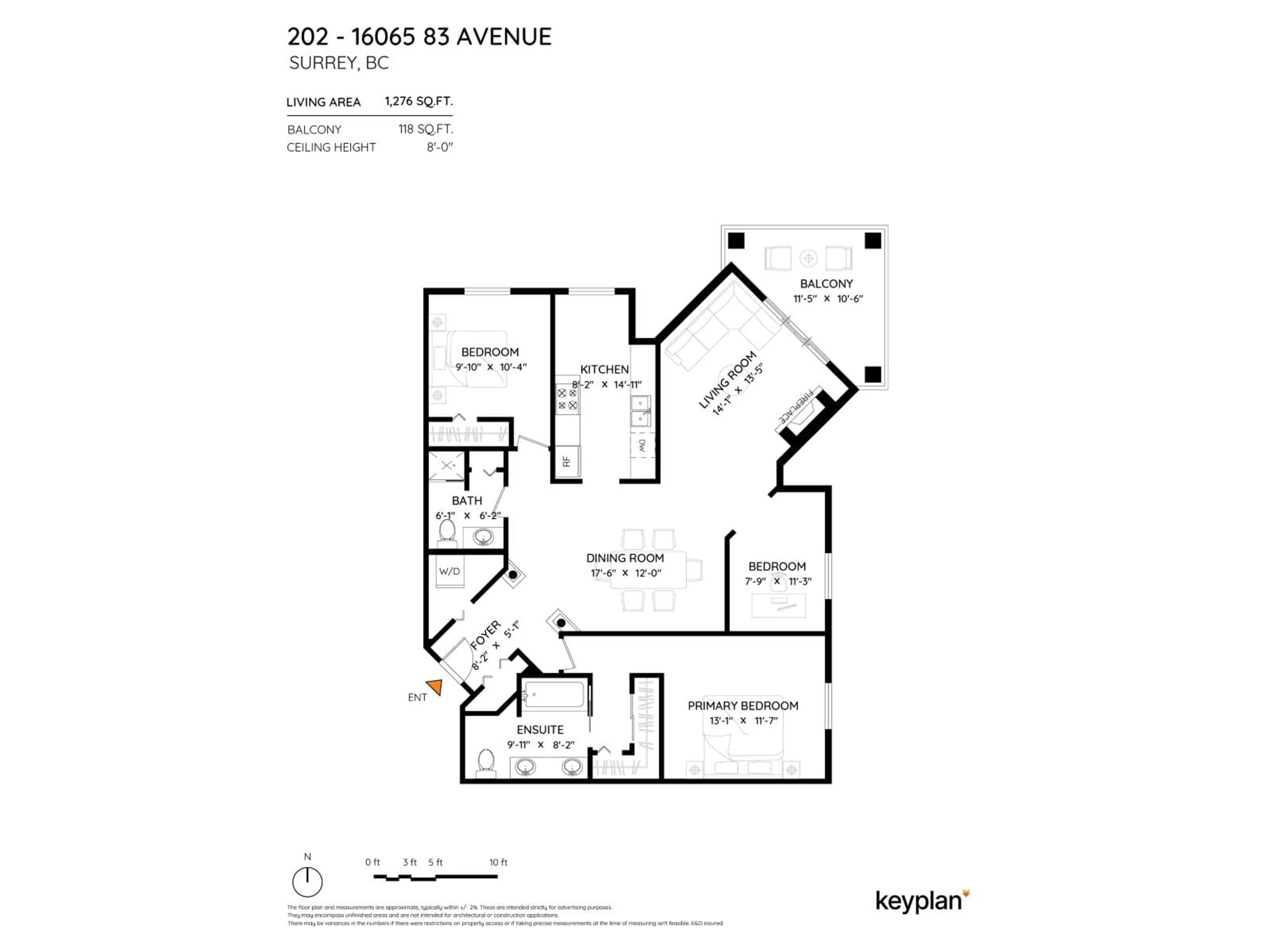 Floor plan for 202 - 16065 83 AVENUE, Surrey British Columbia V4N0N2