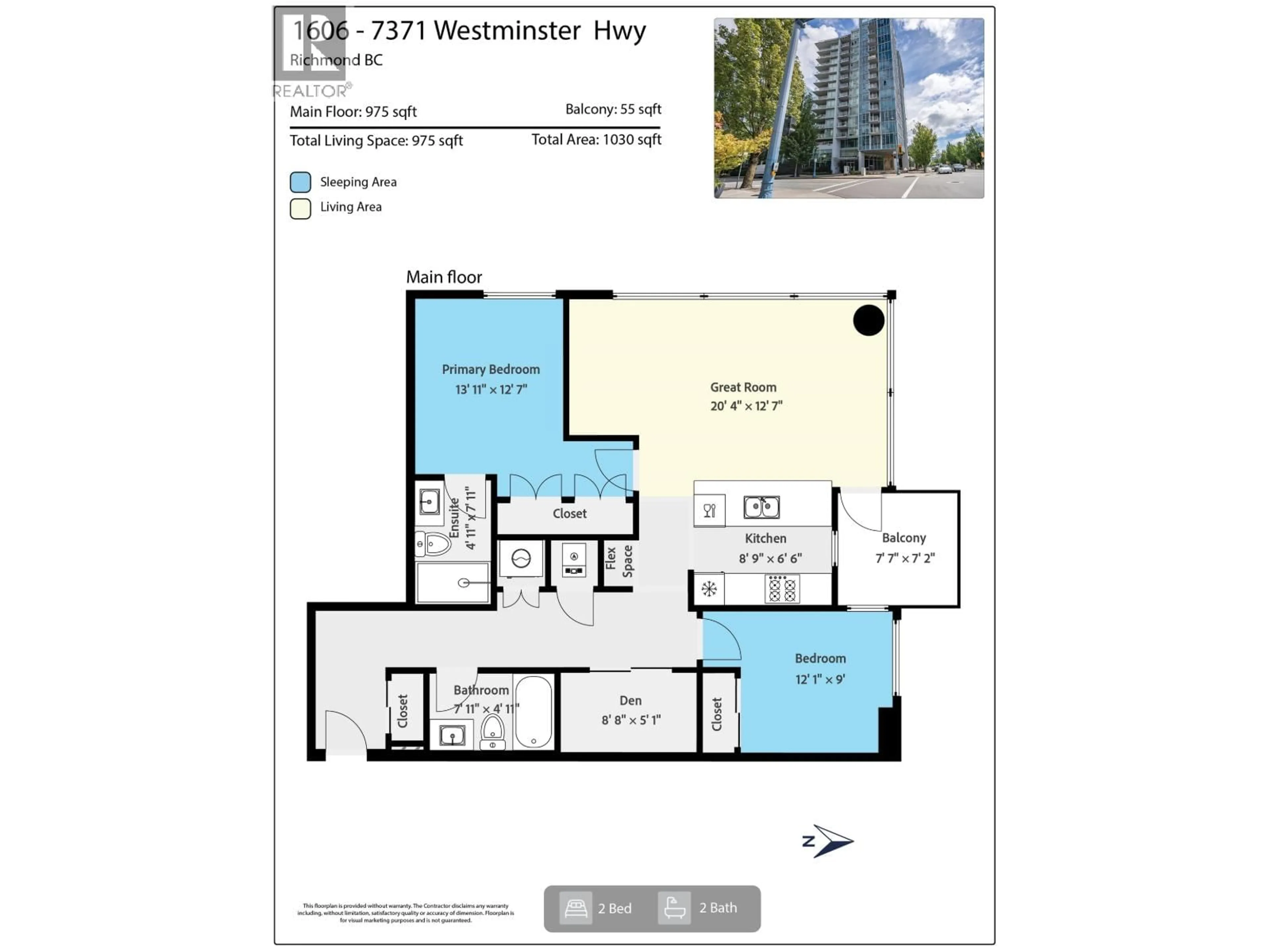 Floor plan for 1606 - 7371 WESTMINSTER HIGHWAY, Richmond British Columbia V6X0B4