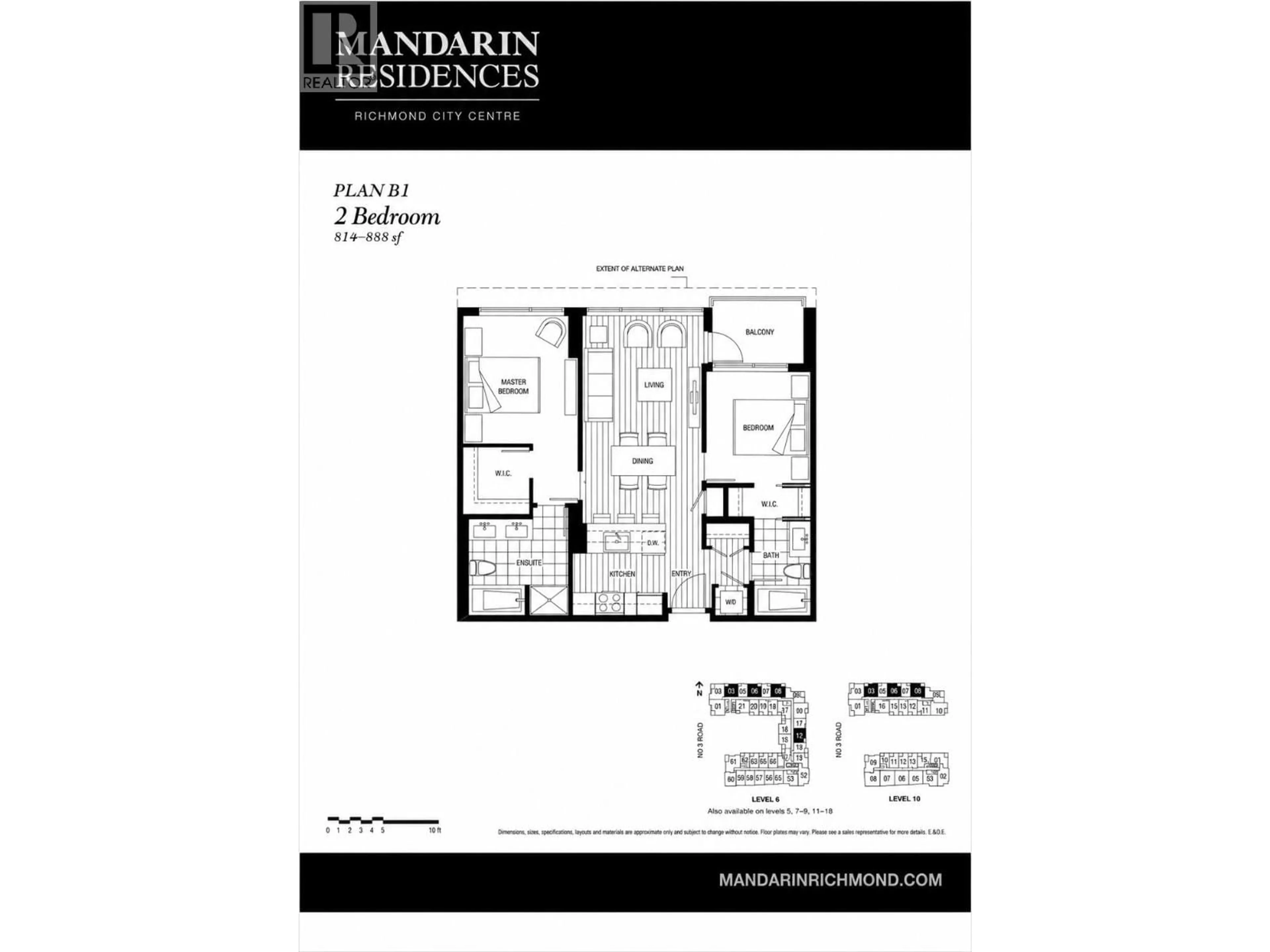 Floor plan for 1808 - 6188 NO. 3 ROAD, Richmond British Columbia V6Y0J3