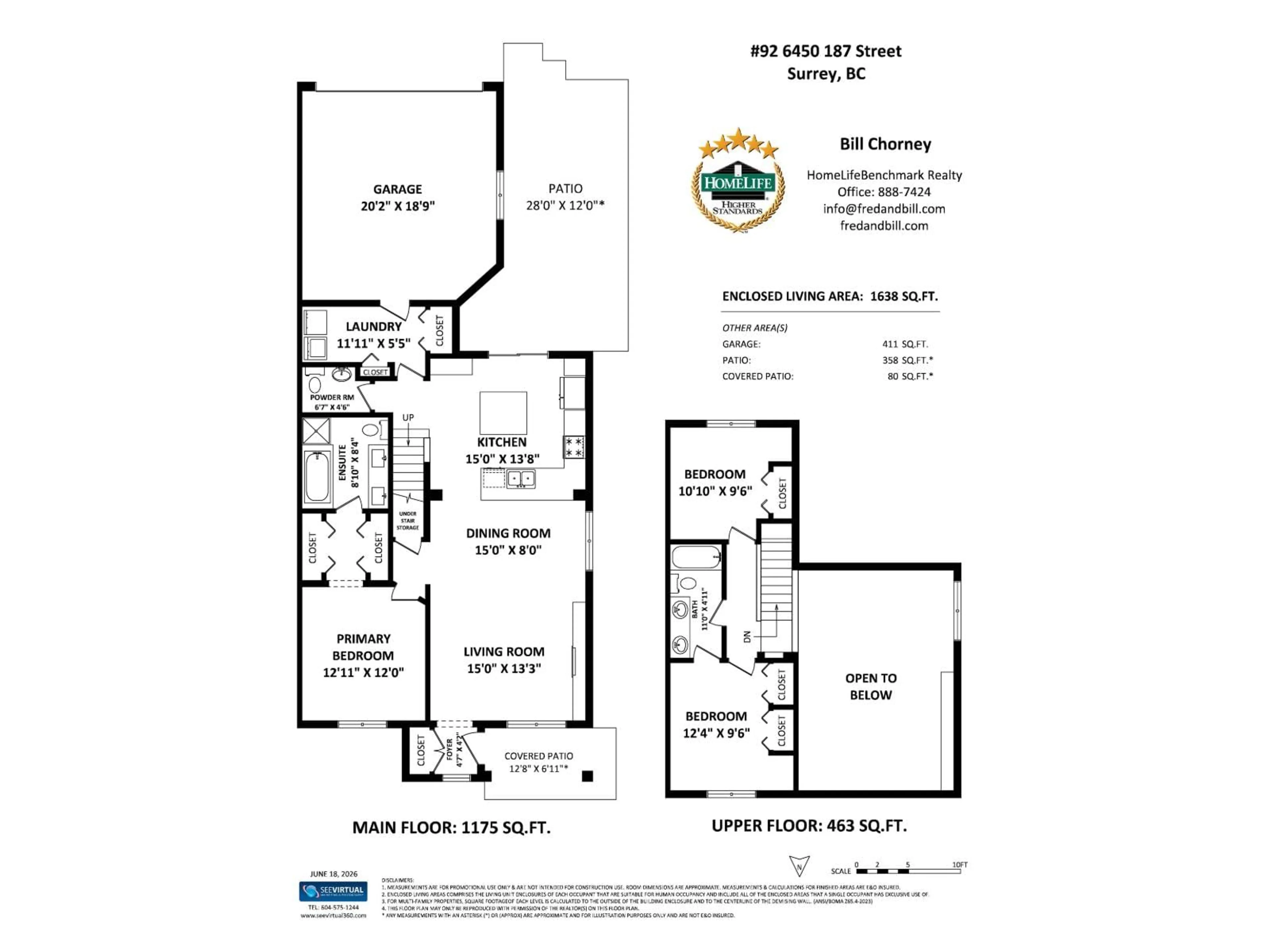 Floor plan for 92 - 6450 187 STREET, Surrey British Columbia V3S2X4