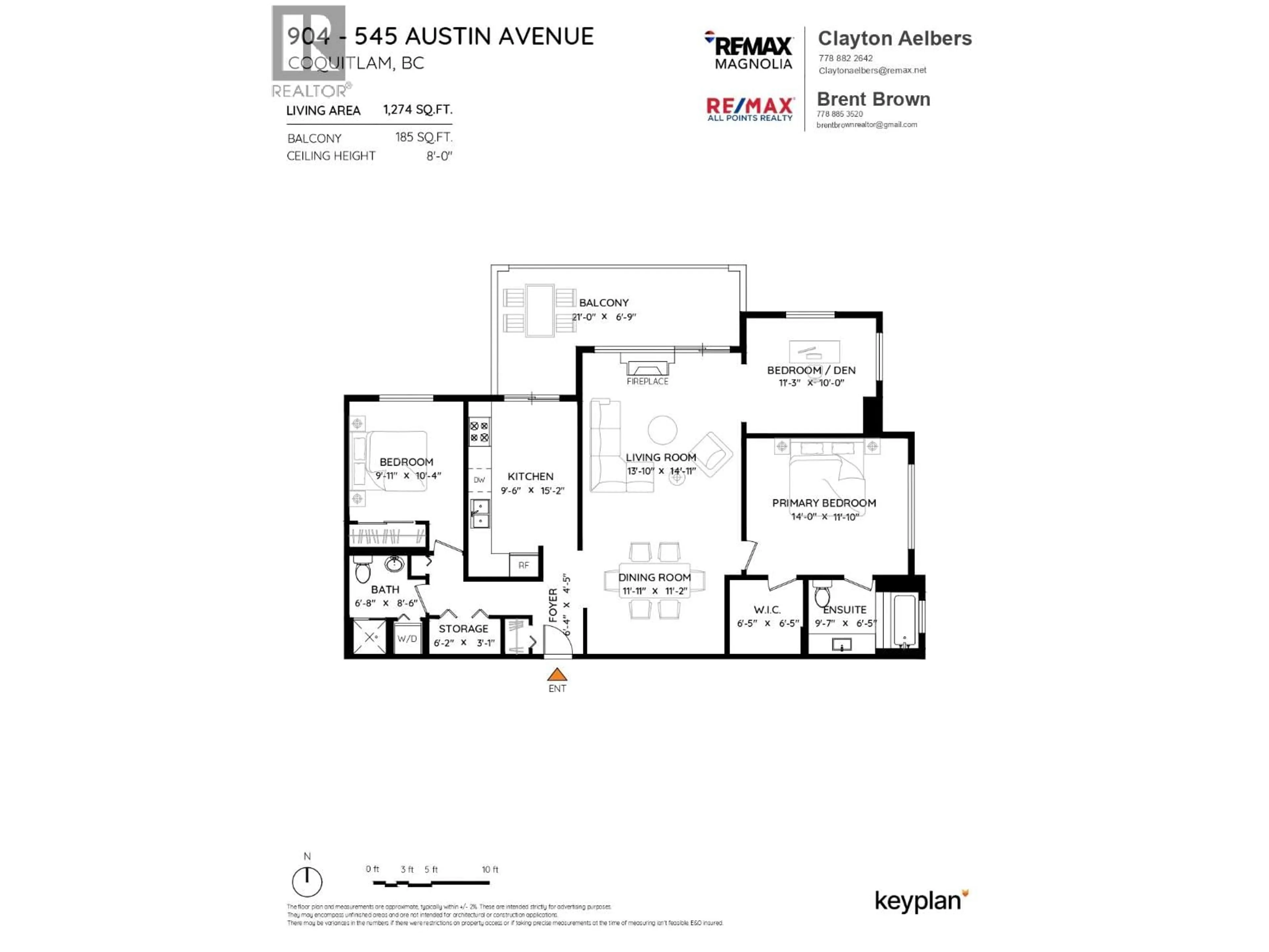 Floor plan for 904 - 545 AUSTIN AVENUE, Coquitlam British Columbia V3K6R4