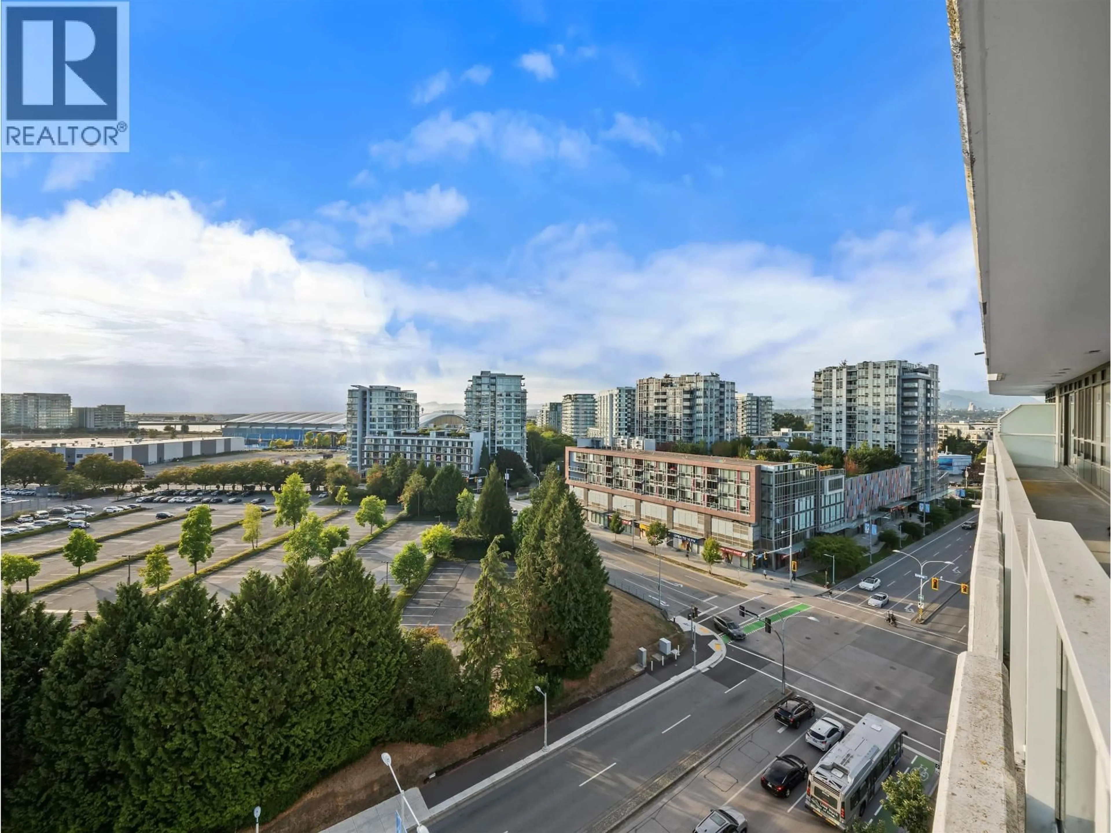 A pic from outside/outdoor area/front of a property/back of a property/a pic from drone, city buildings view from balcony for 1102 - 5766 GILBERT ROAD, Richmond British Columbia V6X1B7