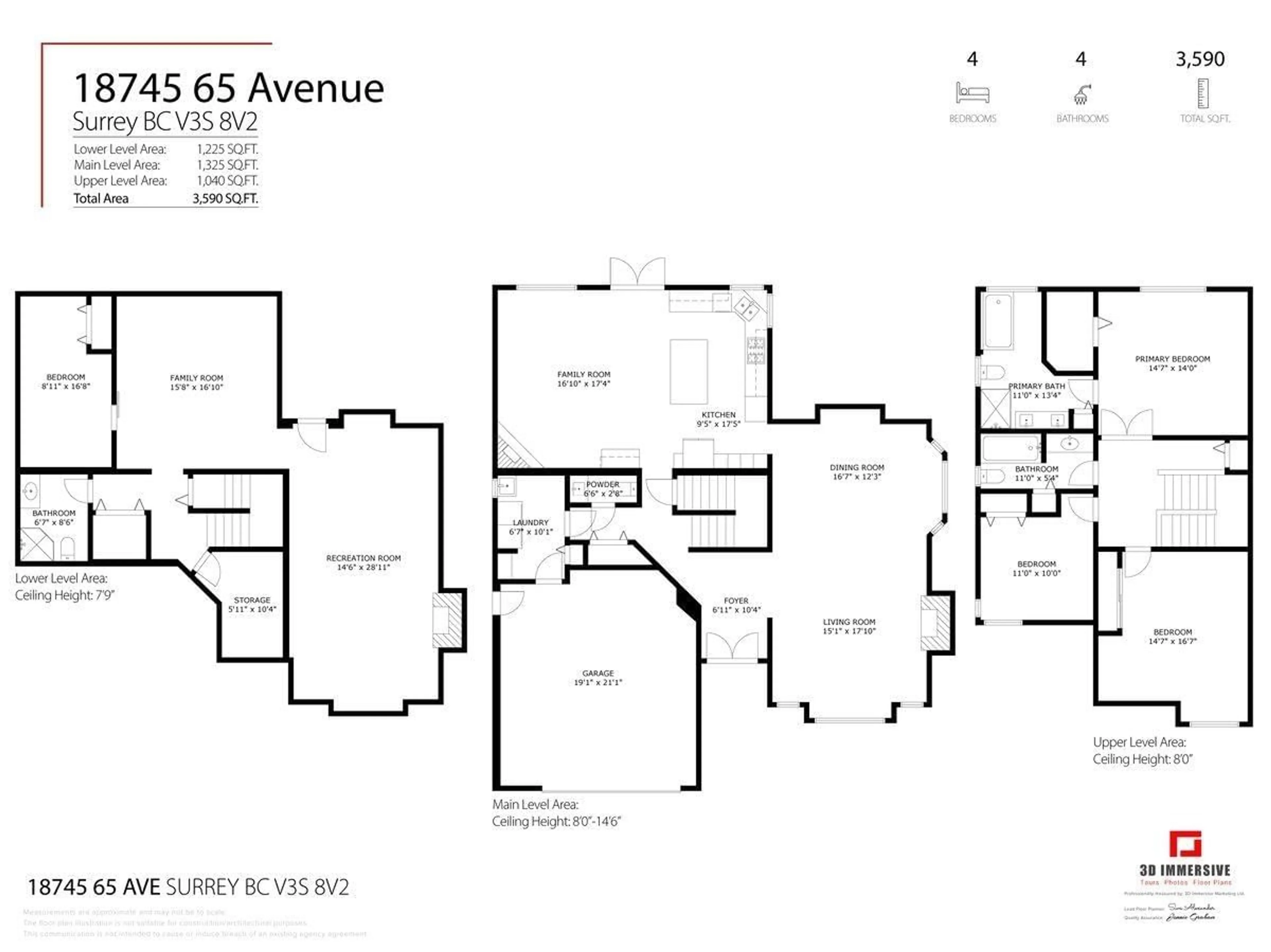 Floor plan for 18745 65 AVENUE, Surrey British Columbia V3S8V2