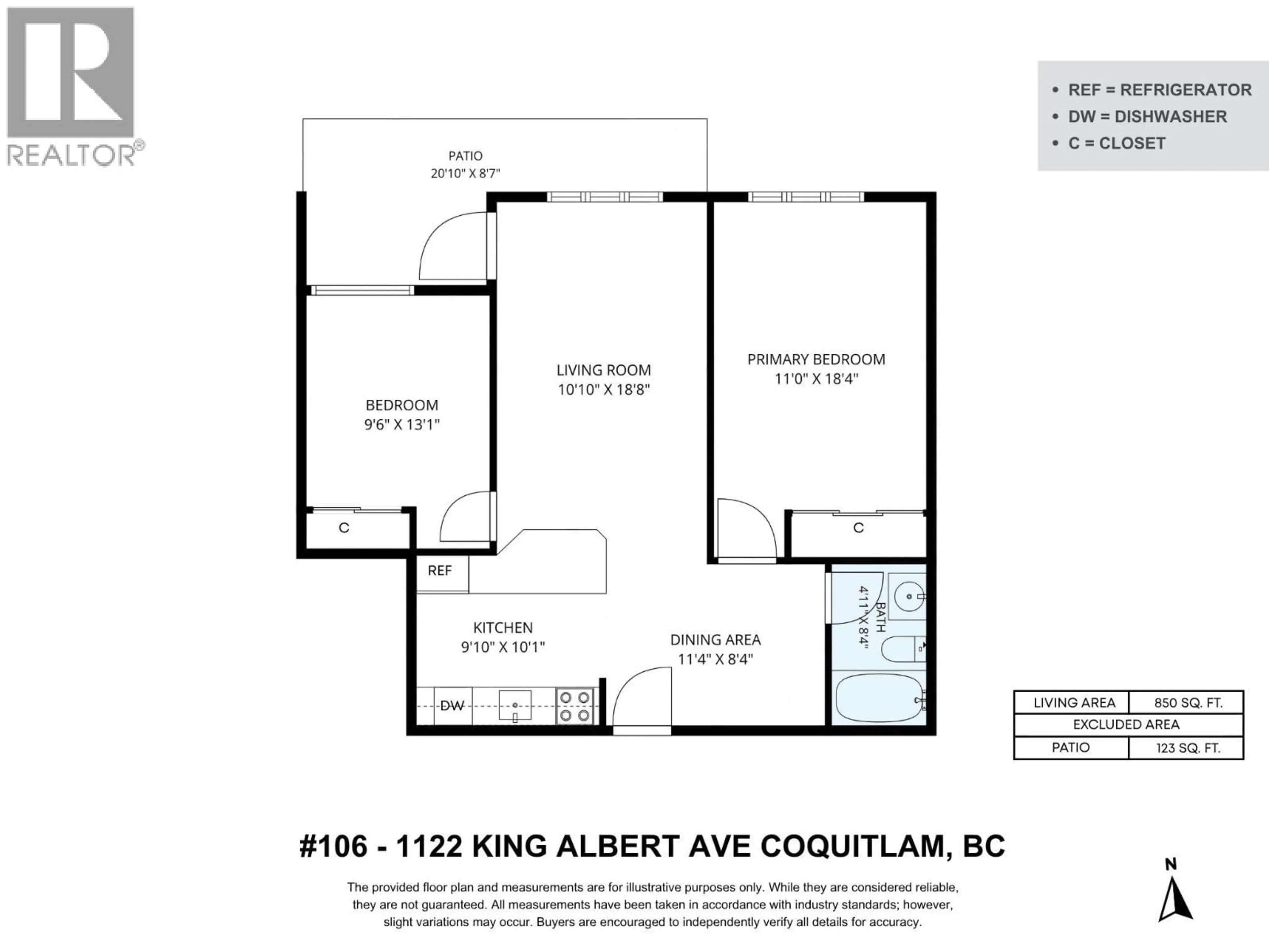 Floor plan for 106 - 1122 KING ALBERT AVENUE, Coquitlam British Columbia V3J1X7