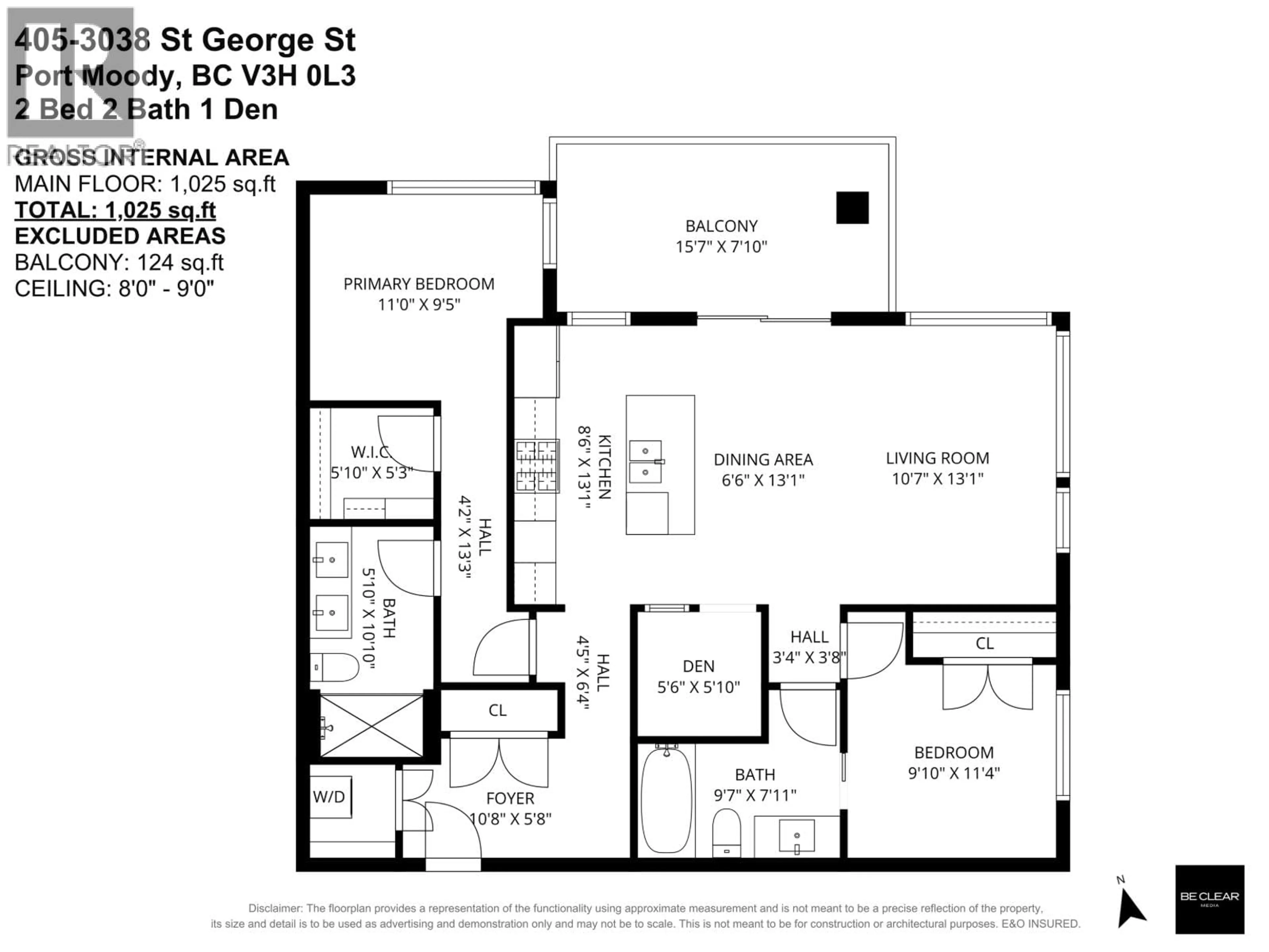 Floor plan for 405 - 3038 ST GEORGE STREET, Port Moody British Columbia V3H0L3