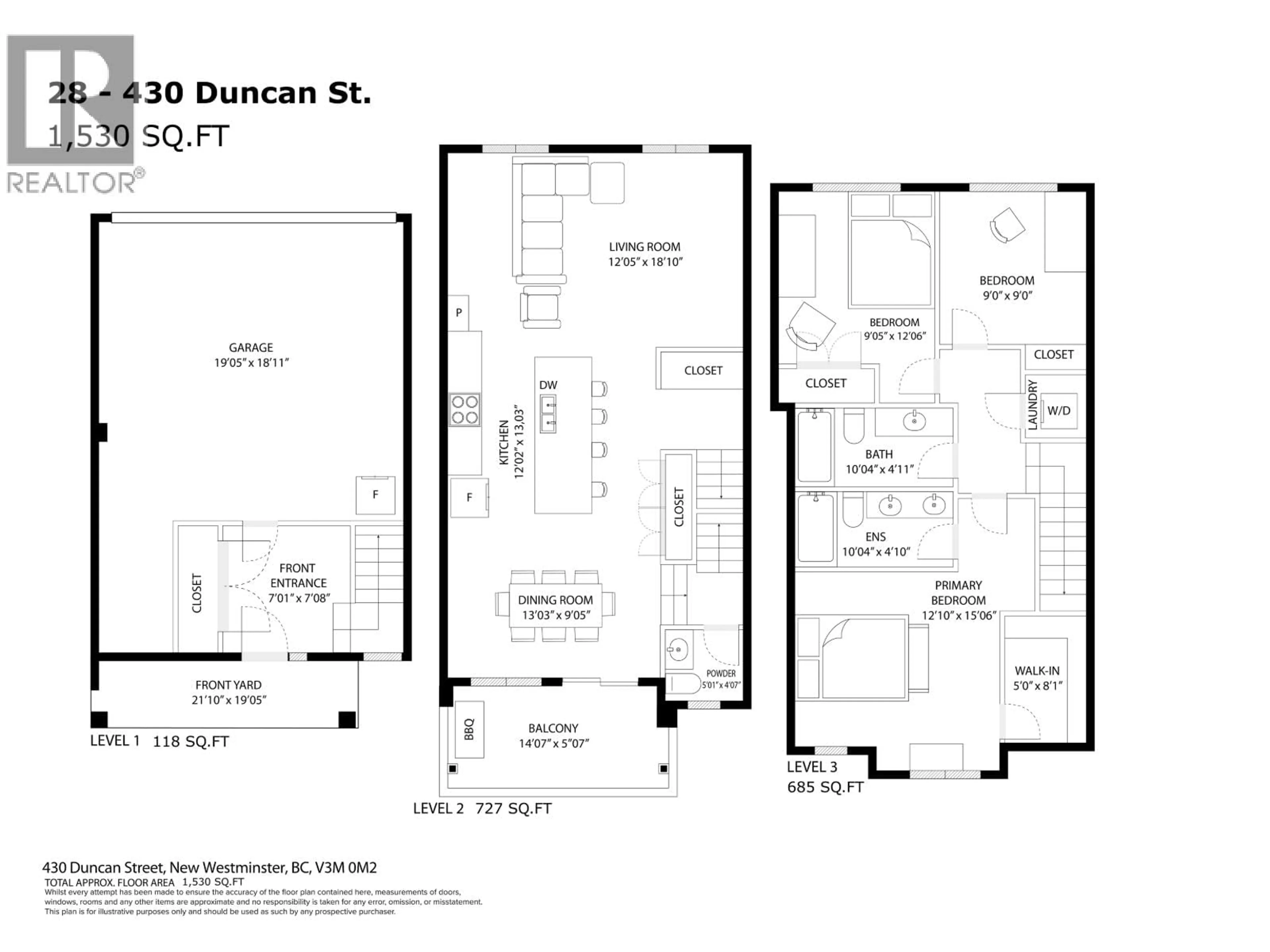 Floor plan for 28 - 430 DUNCAN STREET, New Westminster British Columbia V3M0M2