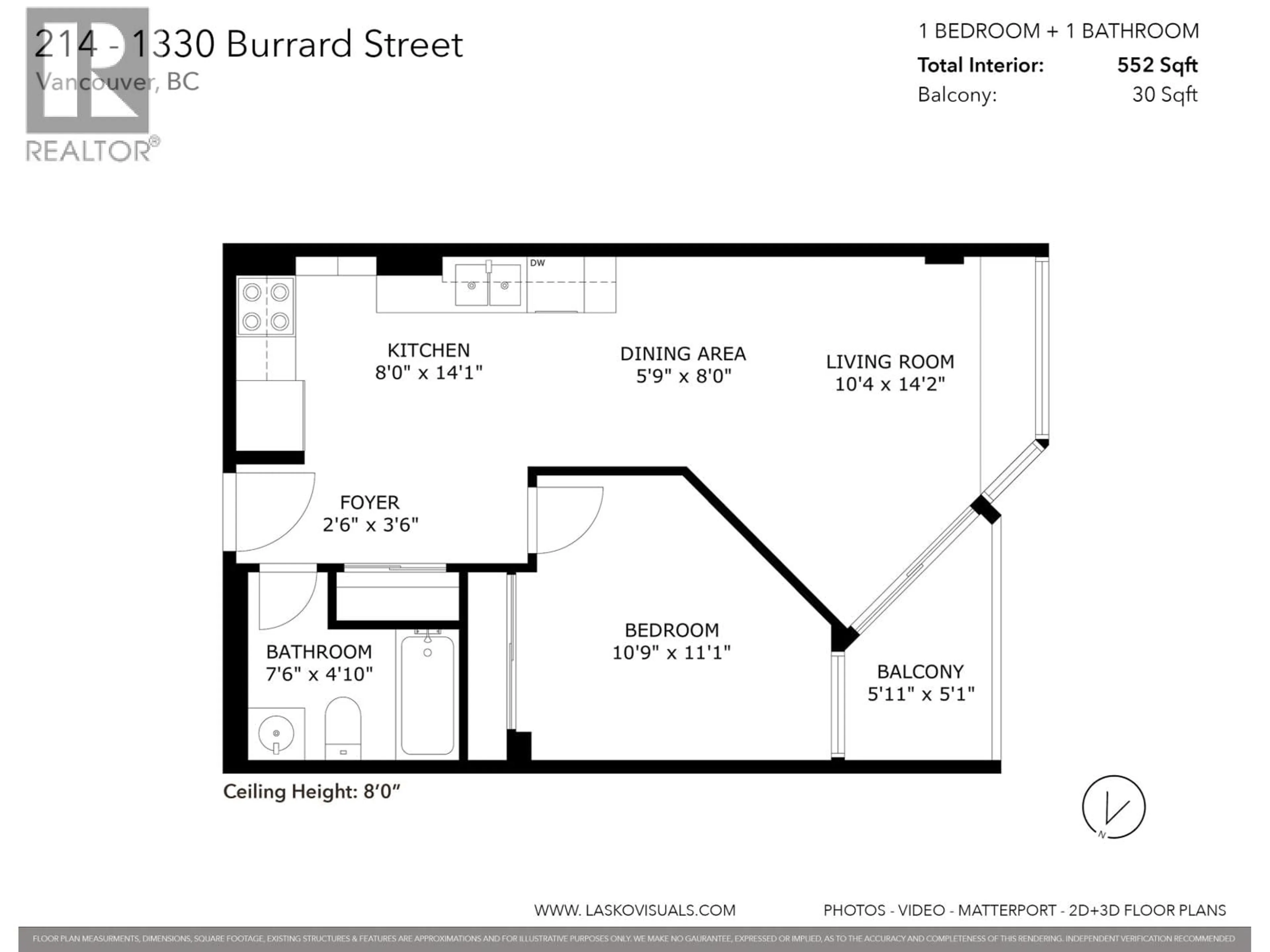 Floor plan for 214 - 1330 BURRARD STREET, Vancouver British Columbia V6Z2B8