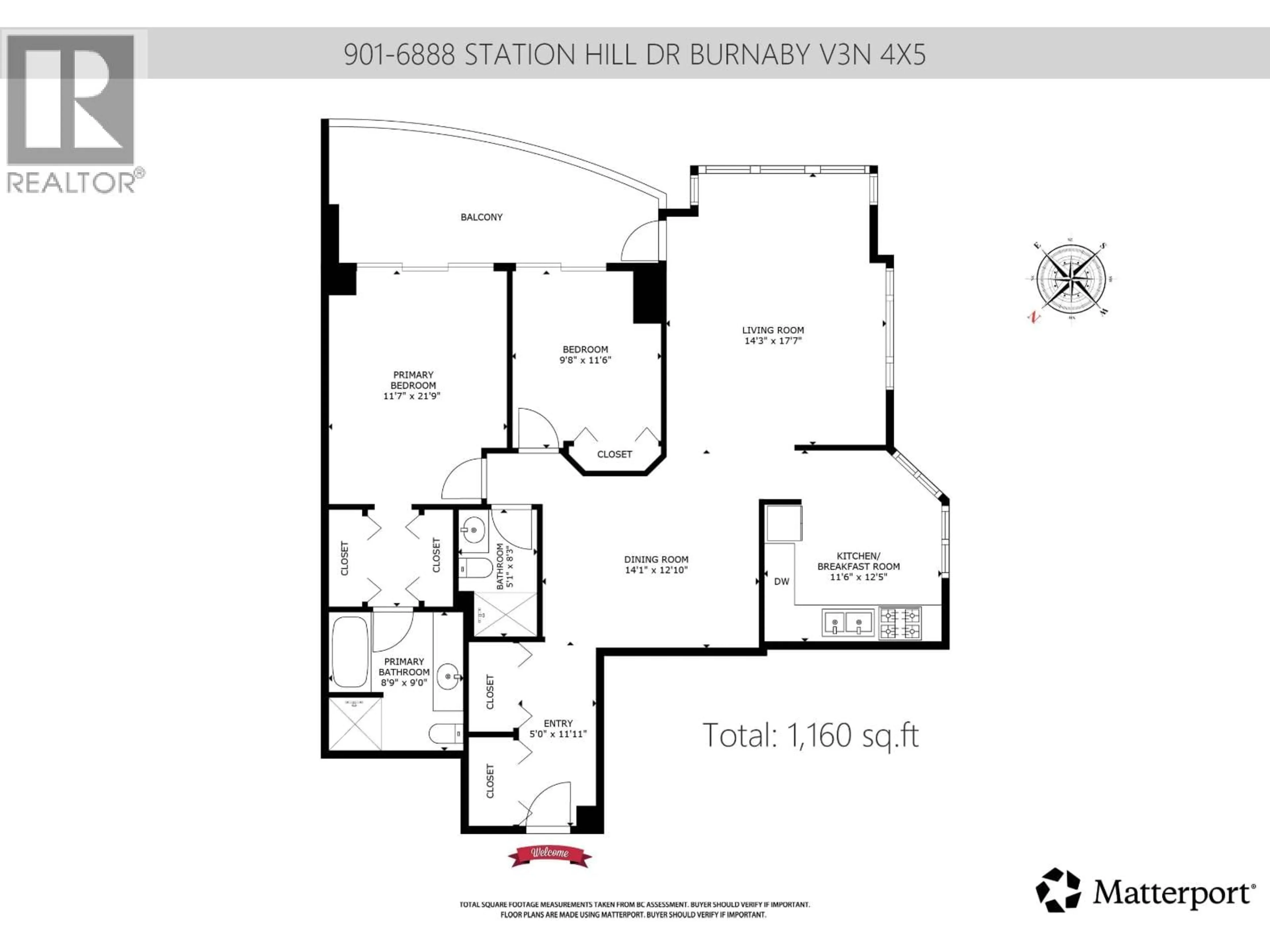 Floor plan for 901 - 6888 STATION HILL DRIVE, Burnaby British Columbia V3N4X5