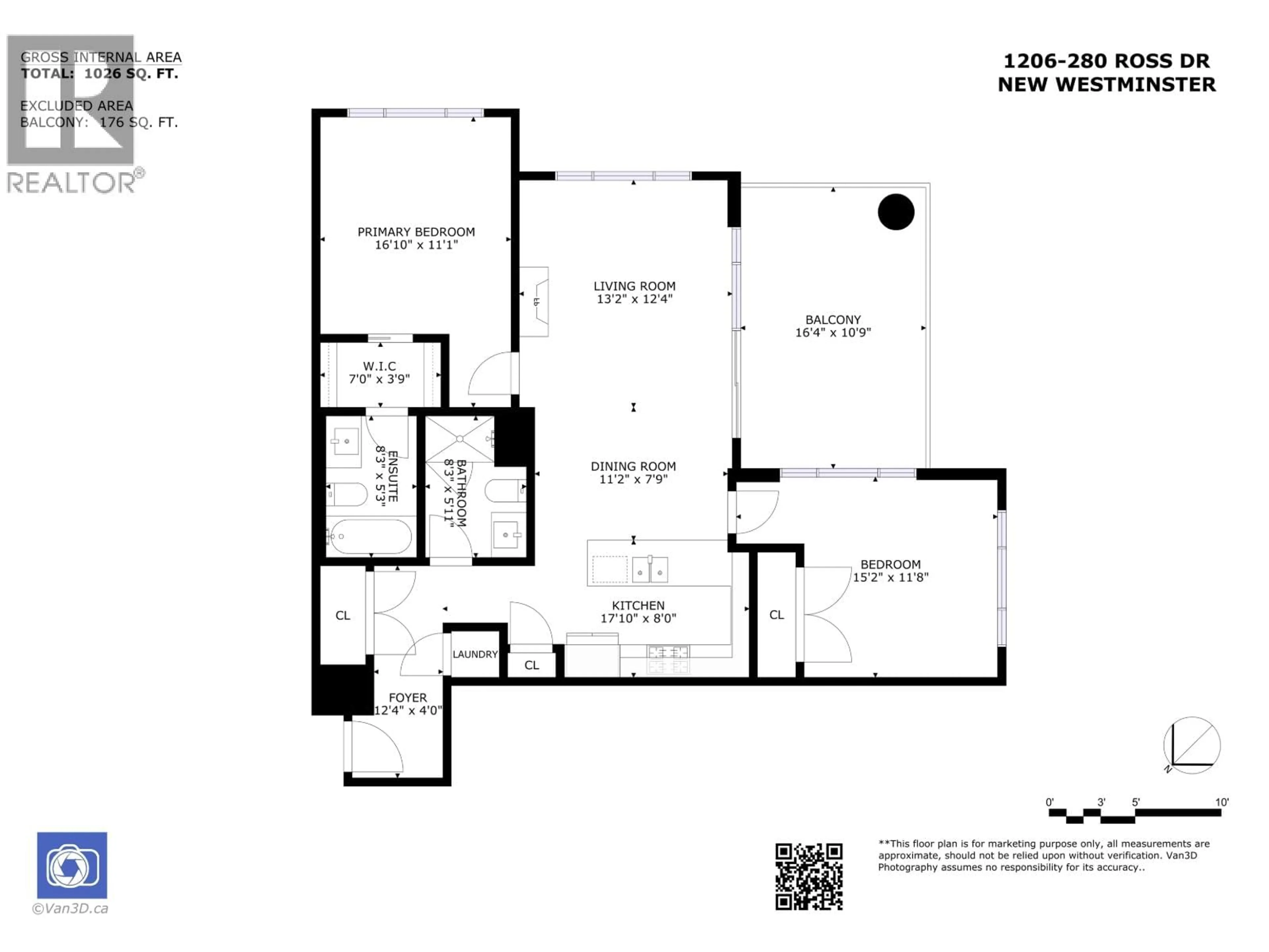 Floor plan for 1206 - 280 ROSS DRIVE, New Westminster British Columbia V3L0C2