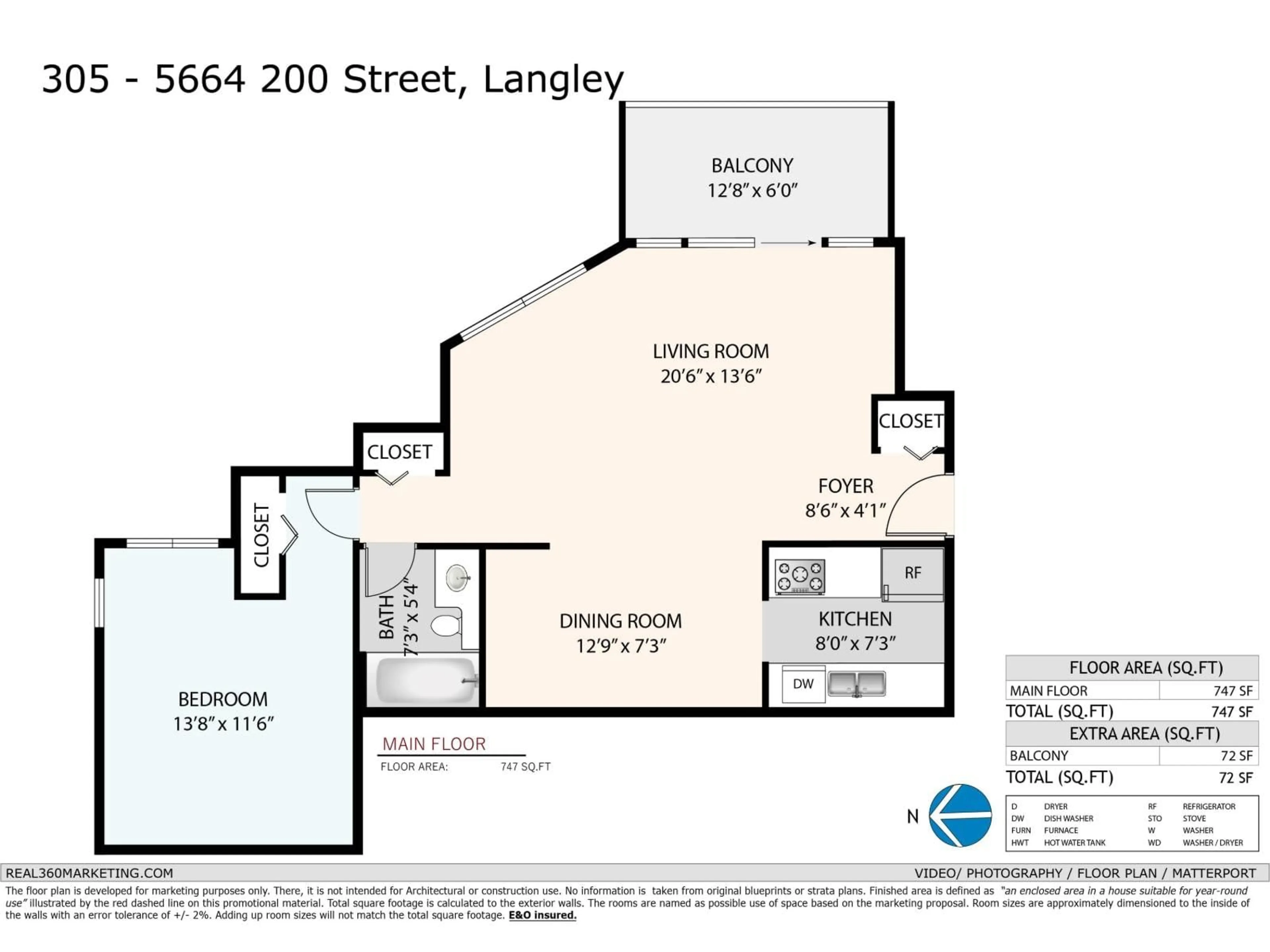 Floor plan for 305 - 5664 200 STREET, Langley British Columbia V3A1M8