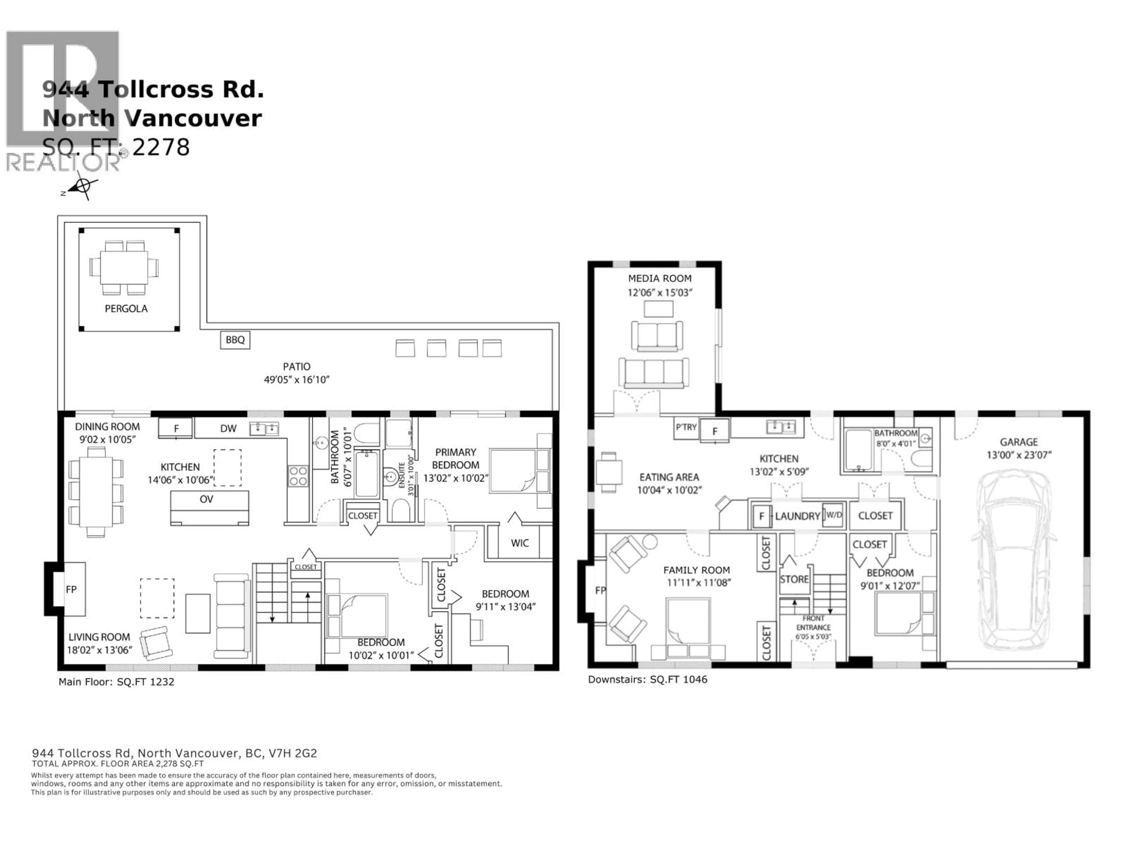 Floor plan for 944 TOLLCROSS ROAD, North Vancouver British Columbia V7H2G2