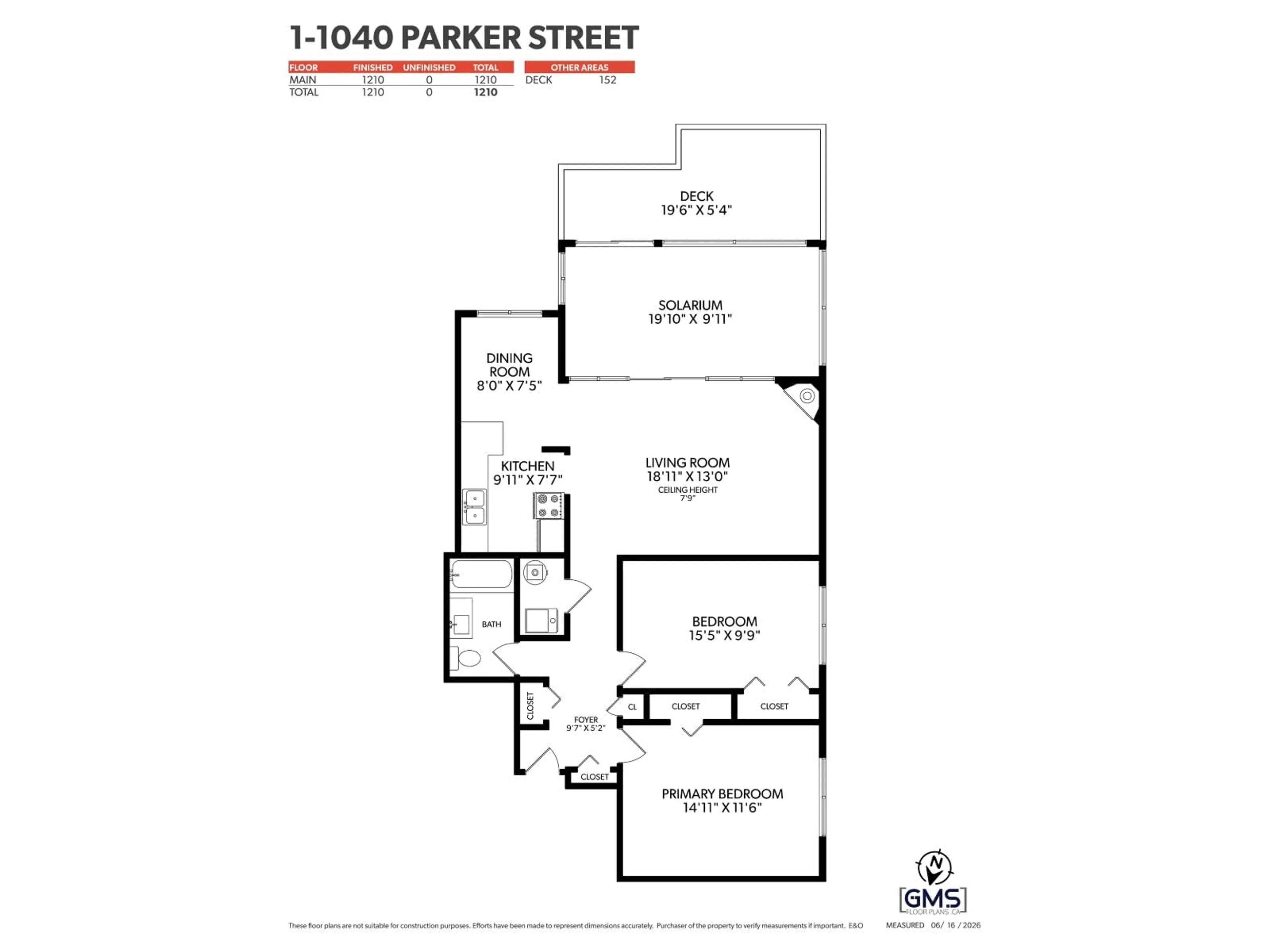 Floor plan for 1 - 1040 PARKER STREET, White Rock British Columbia V4B4R7