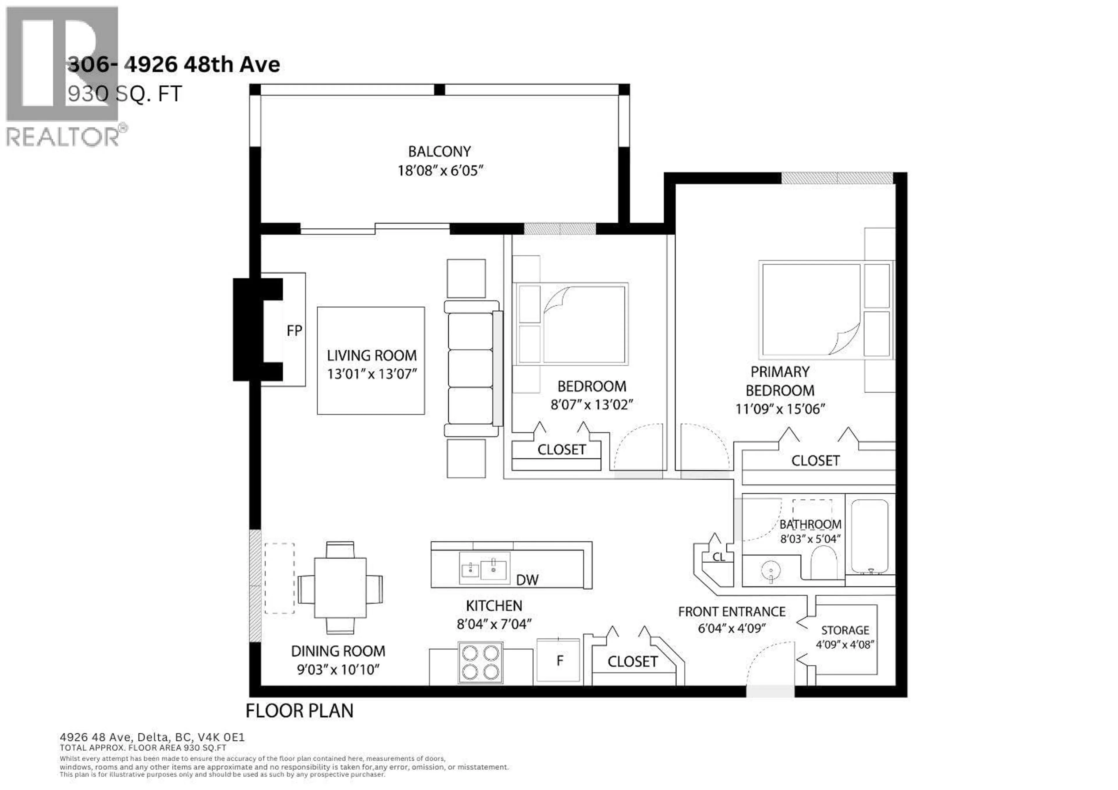 Floor plan for 306 - 4926 48 AVENUE, Delta British Columbia V4K1V3